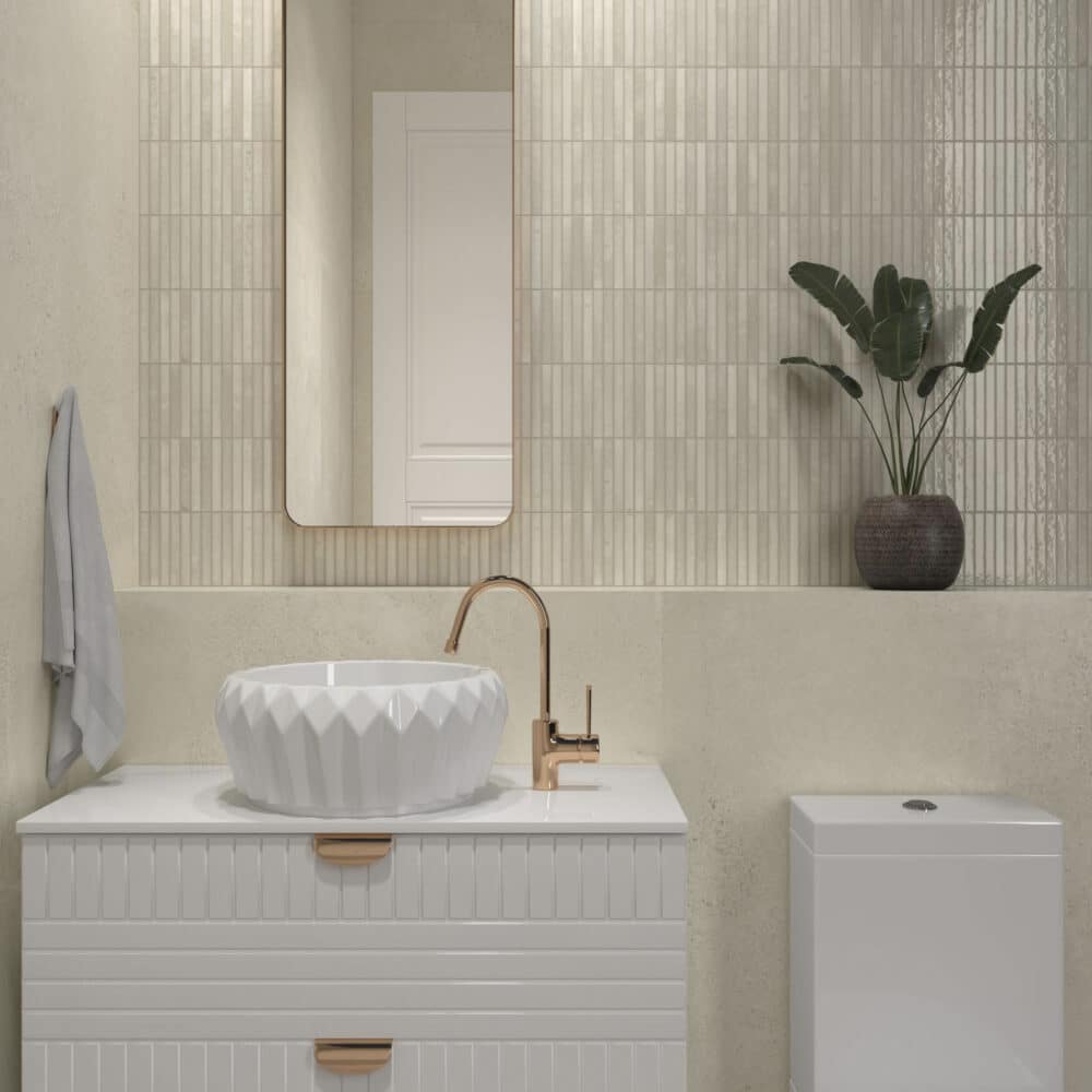 Dune Kit Kat Mosaic Tile in Ivory Gloss Finish - Gallery Image