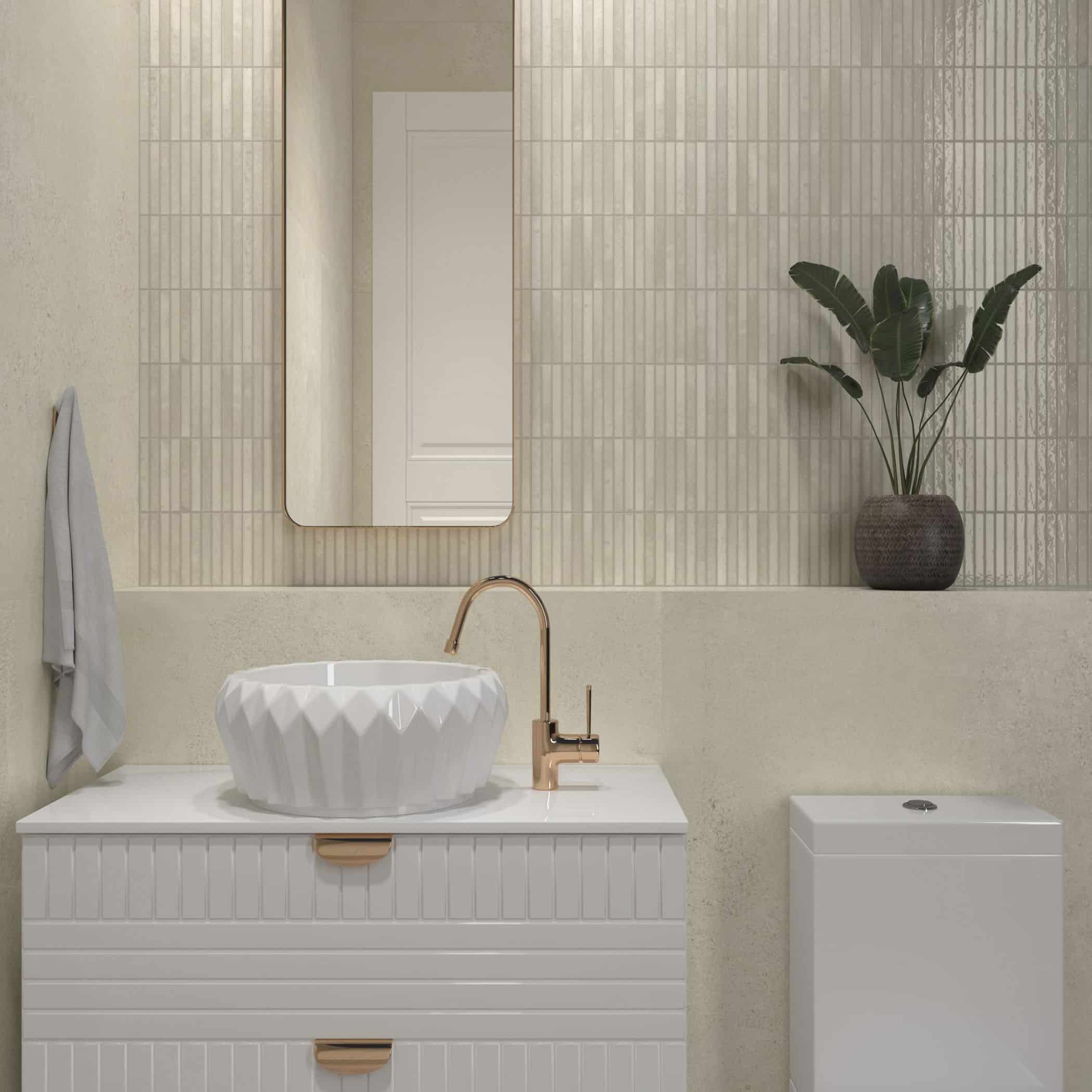 Dune Kit Kat Mosaic Tile in Ivory Gloss Finish - Gallery Image