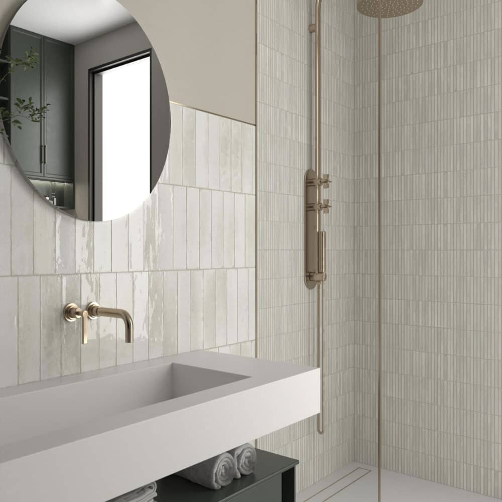 Dune Kit Kat Mosaic Tile in Ivory Gloss Finish - Gallery Image