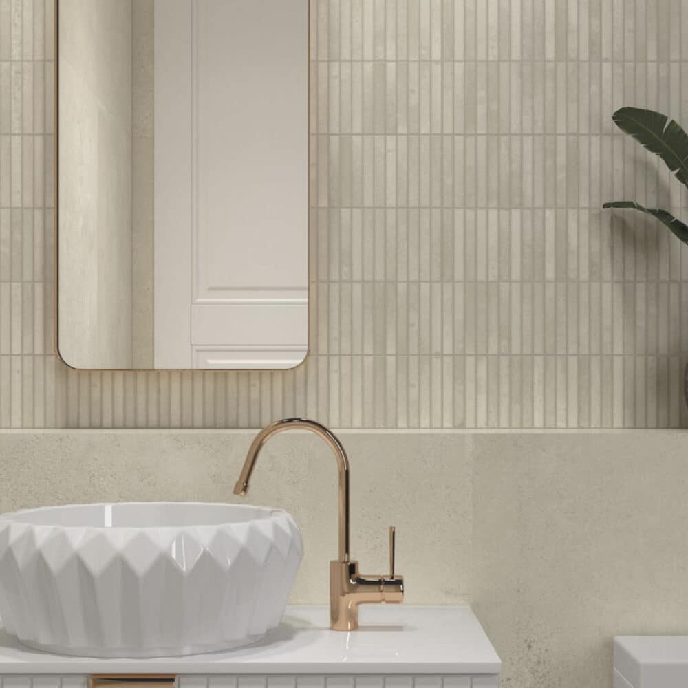 Dune Kit Kat Mosaic Tile in Ivory Gloss Finish - Feature Image