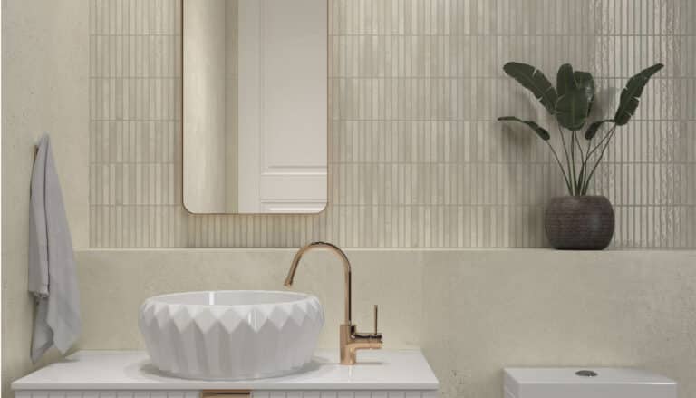 Dune Kit Kat Mosaic Tile in Ivory Gloss Finish - Feature Image