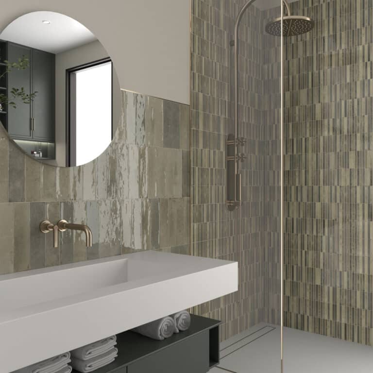Dune Kit Kat Mosaic Tile in Musgo Gloss Finish