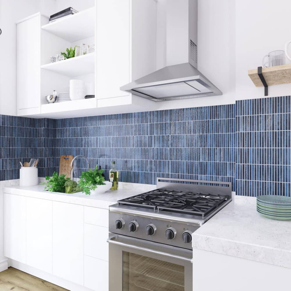 Dune Kit Kat Mosaic Tile in Ocean Gloss Finish - Gallery Image