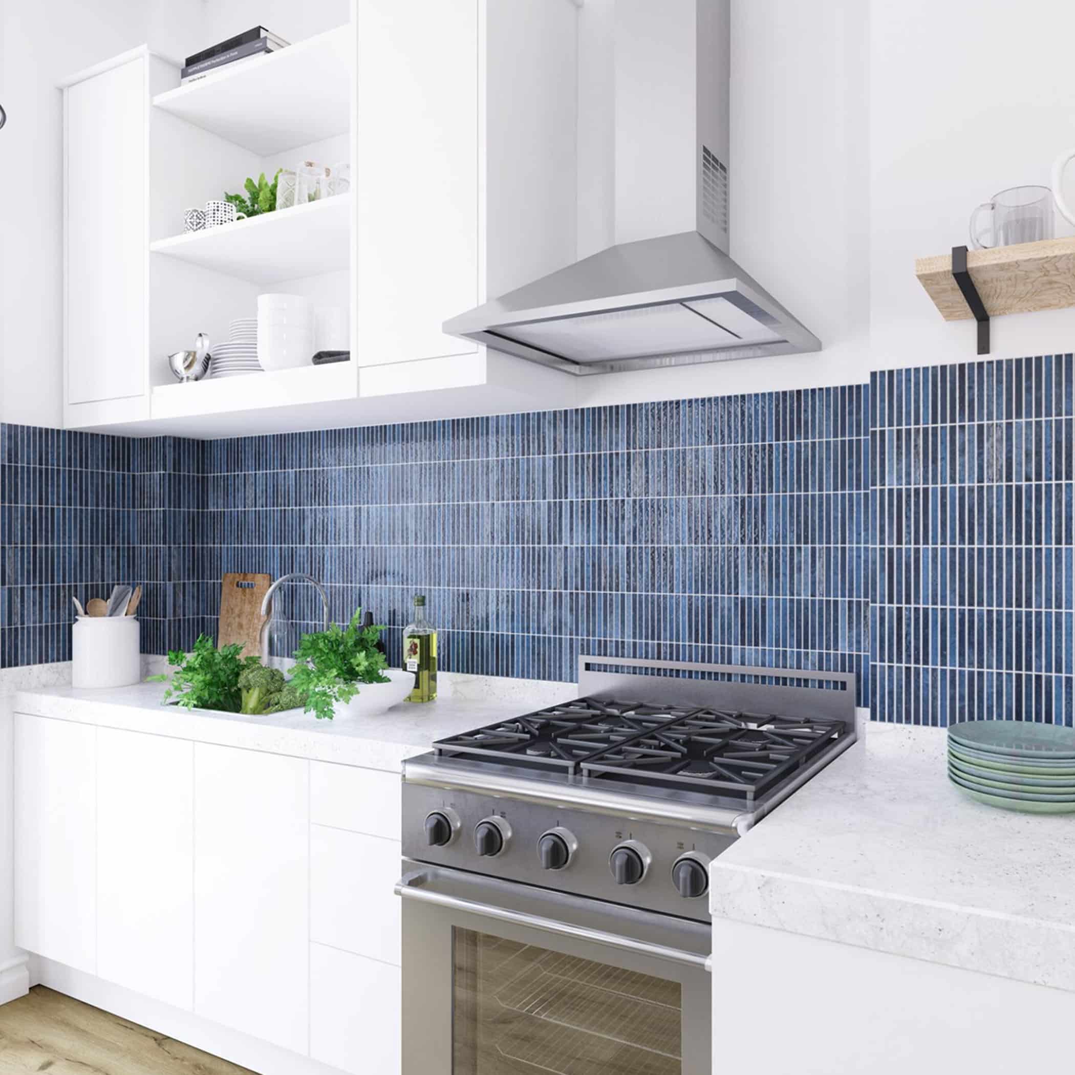 Dune Kit Kat Mosaic Tile in Ocean Gloss Finish - Gallery Image