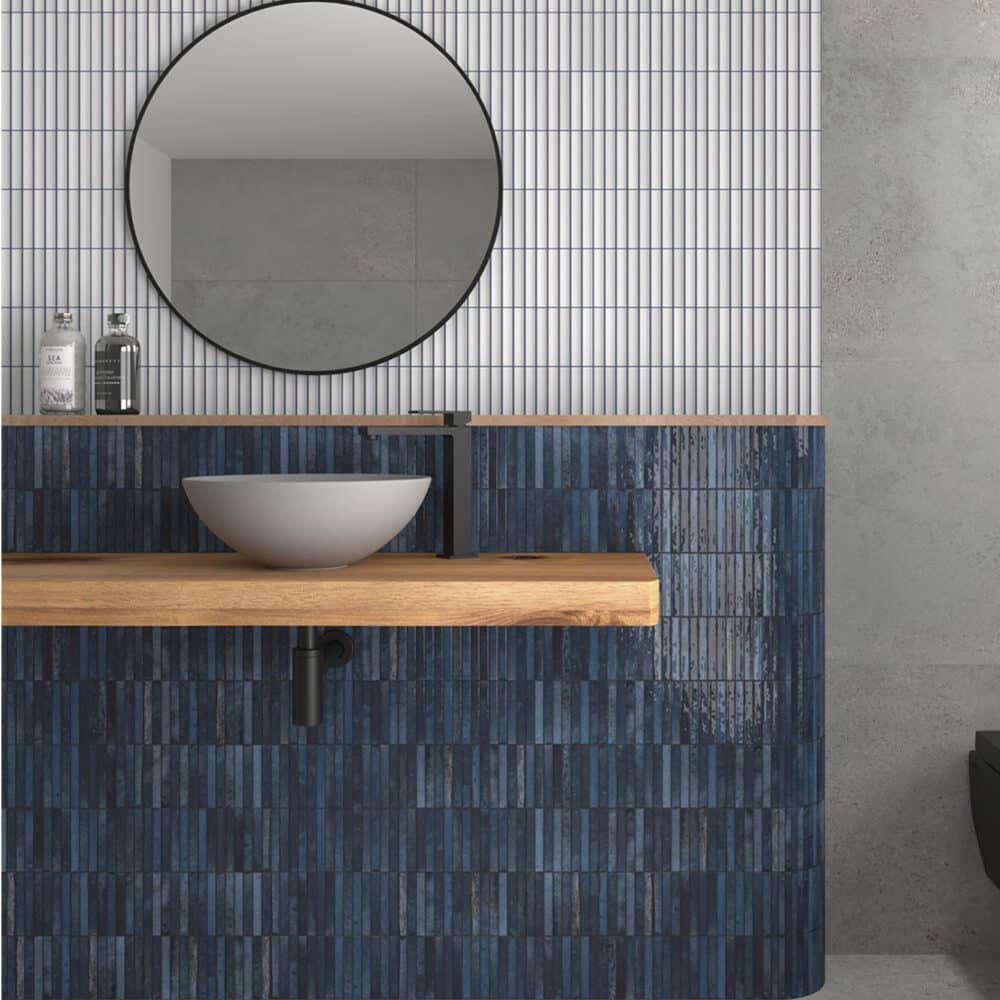 Dune Kit Kat Mosaic Tile in Ocean Gloss Finish - Gallery Image