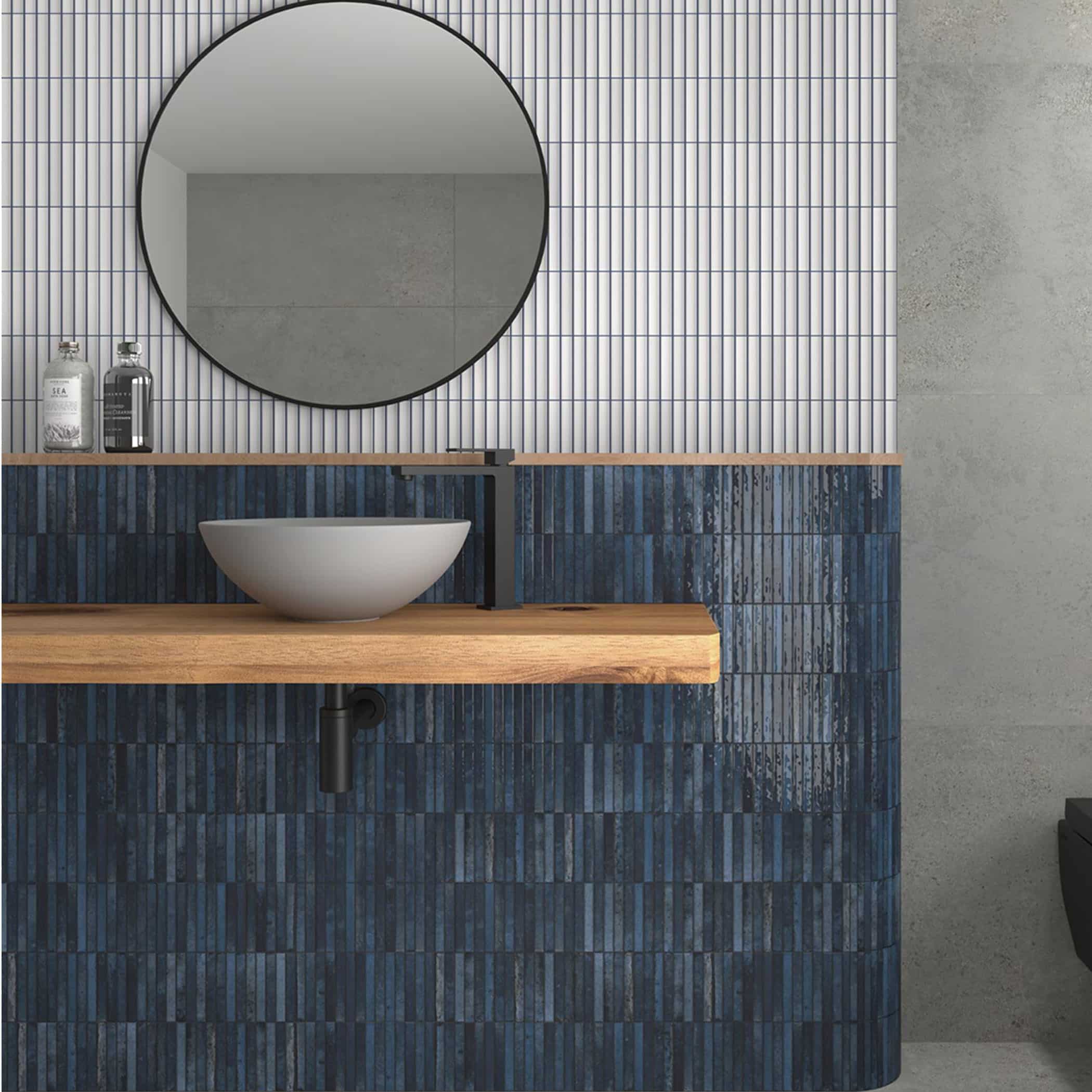 Dune Kit Kat Mosaic Tile in Ocean Gloss Finish - Gallery Image