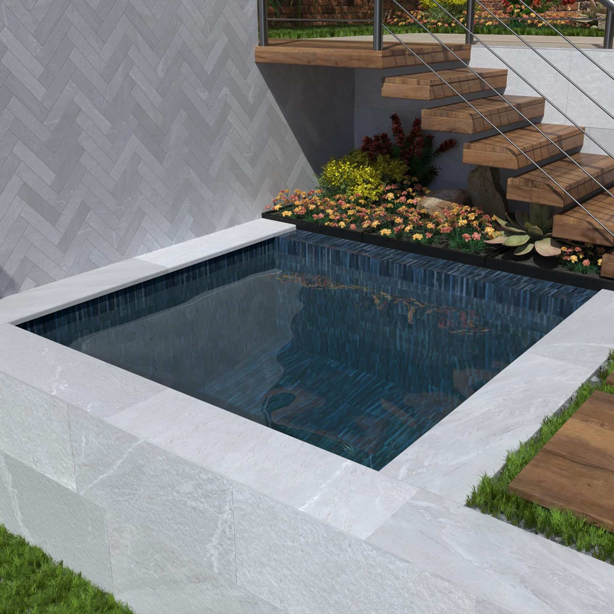 Dune Kit Kat Mosaic Tile in Ocean Gloss Finish - Gallery Image