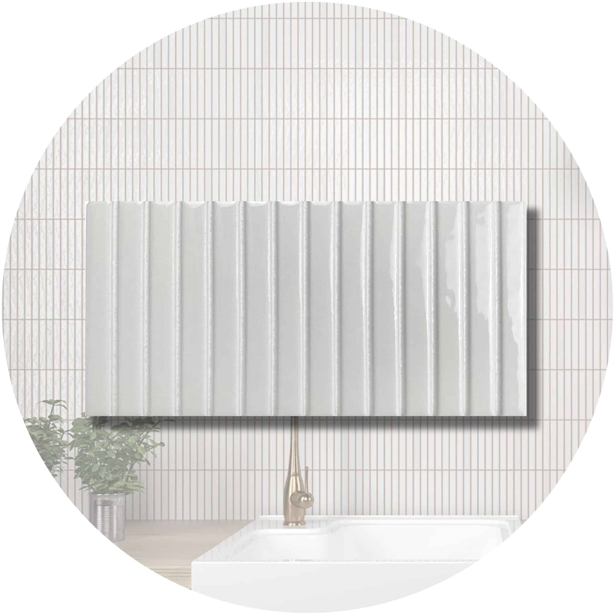 Dune Kit Kat Mosaic Tile in Snow Gloss Finish - Product Image