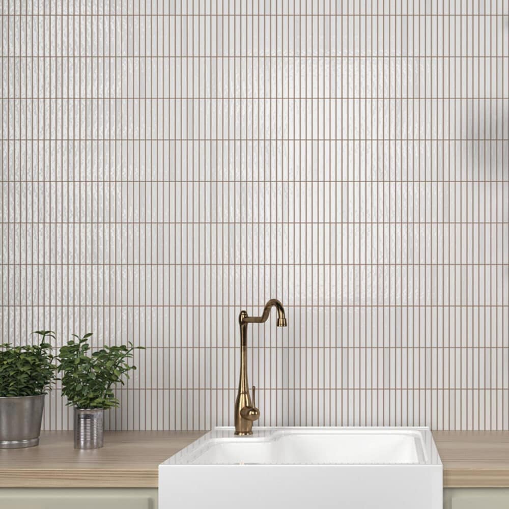 Dune Kit Kat Mosaic Tile in Snow Gloss Finish - Gallery Image