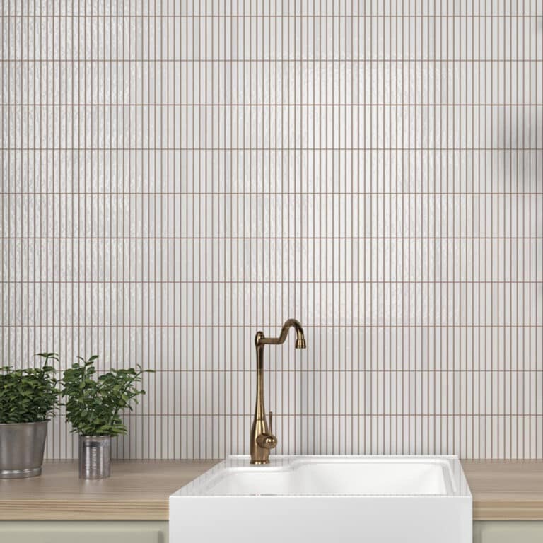 Dune Kit Kat Mosaic Tile in Snow Gloss Finish