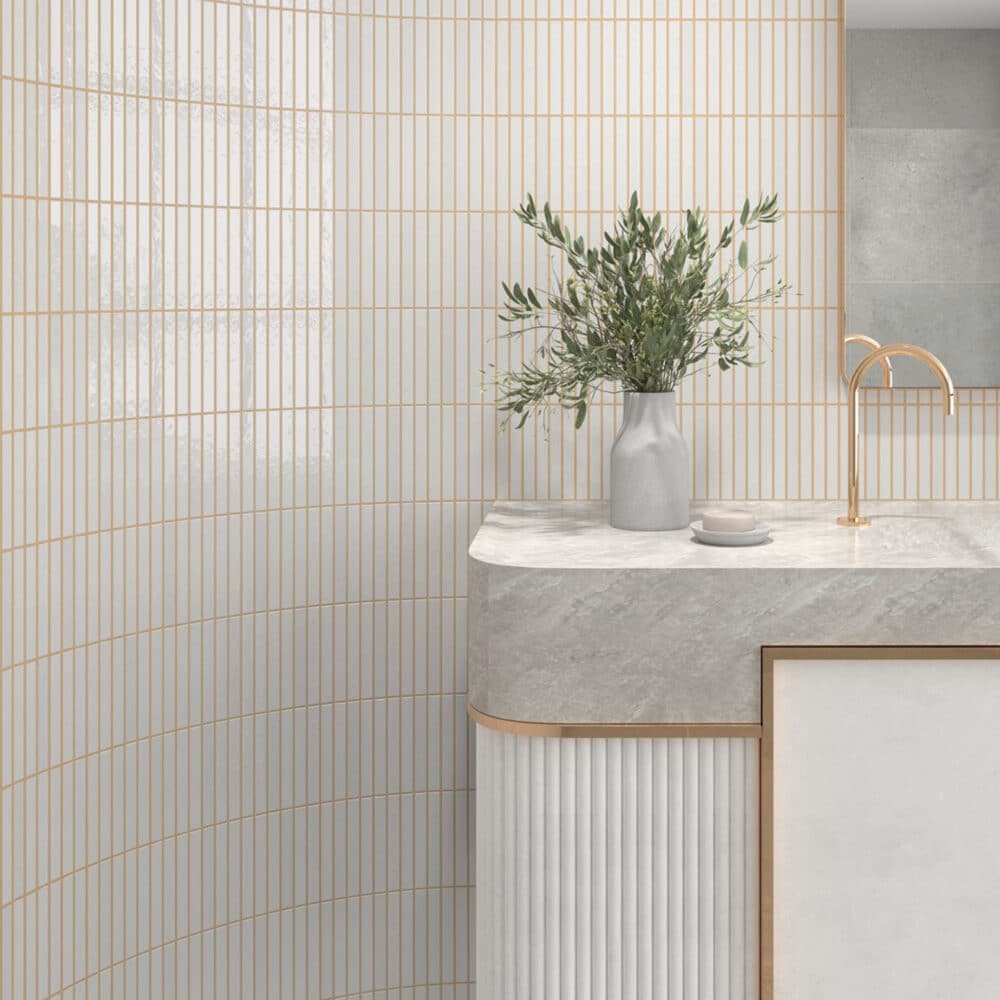 Dune Kit Kat Mosaic Tile in Snow Gloss Finish - Gallery Image