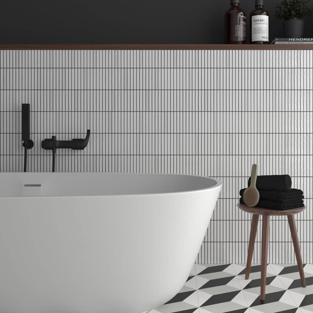 Dune Kit Kat Mosaic Tile in Snow Gloss Finish - Gallery Image