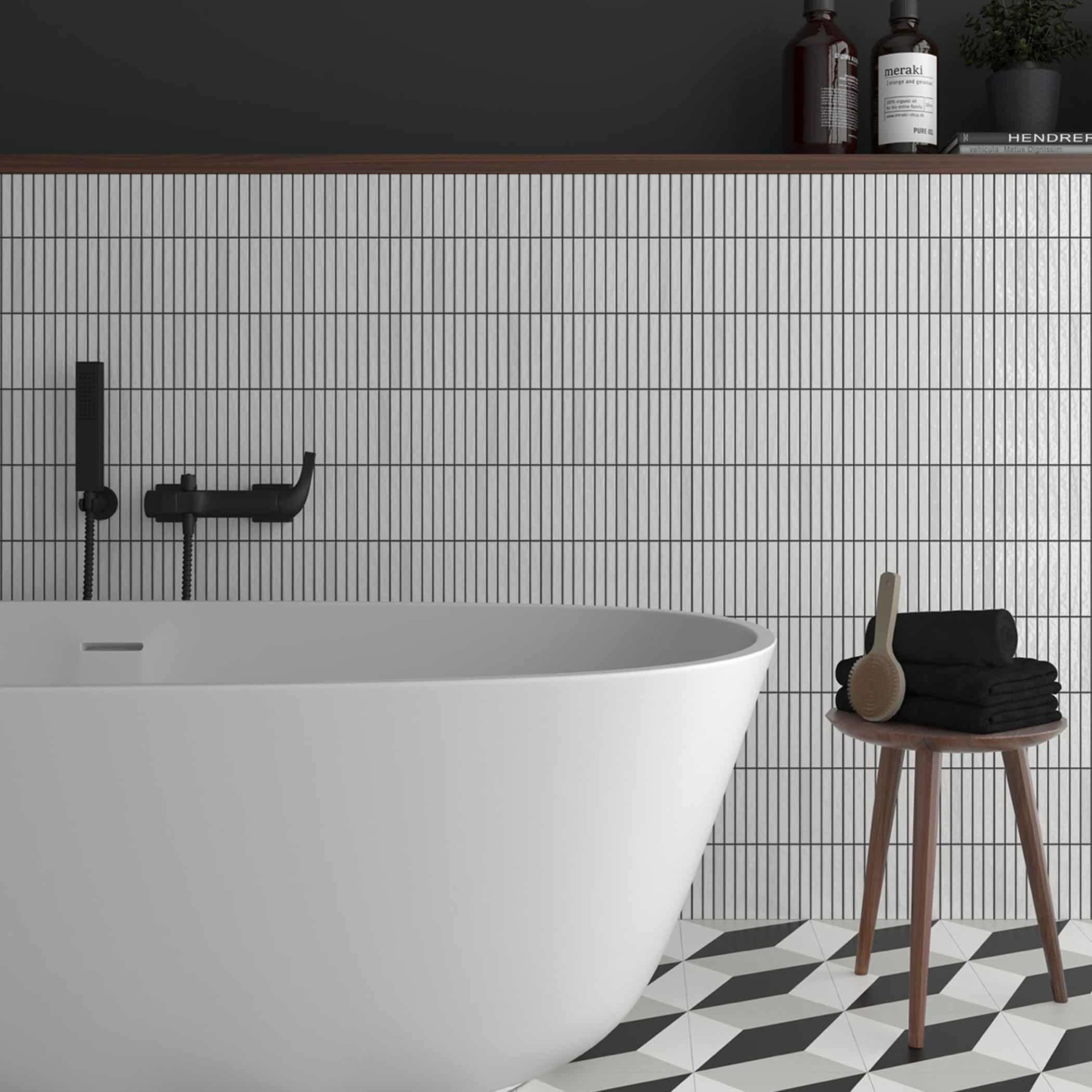 Dune Kit Kat Mosaic Tile in Snow Gloss Finish - Gallery Image