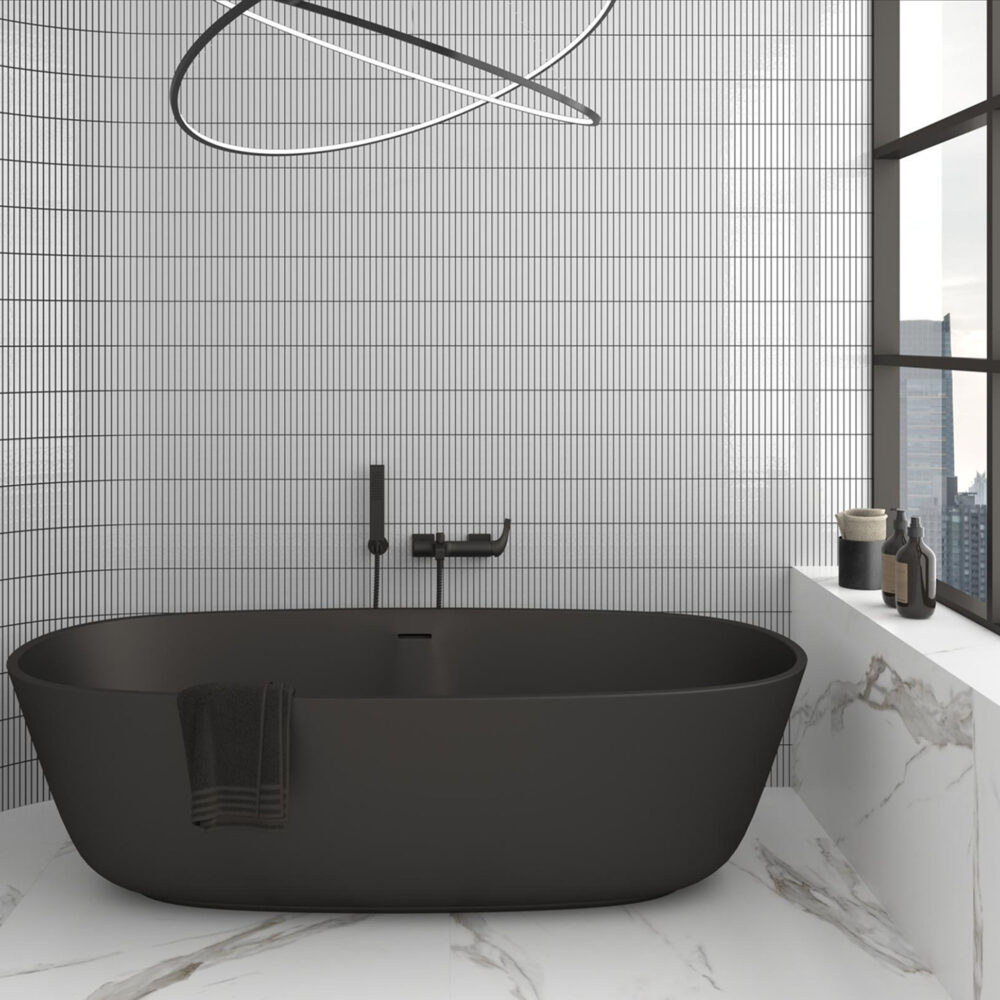 Dune Kit Kat Mosaic Tile in Snow Gloss Finish - Gallery Image