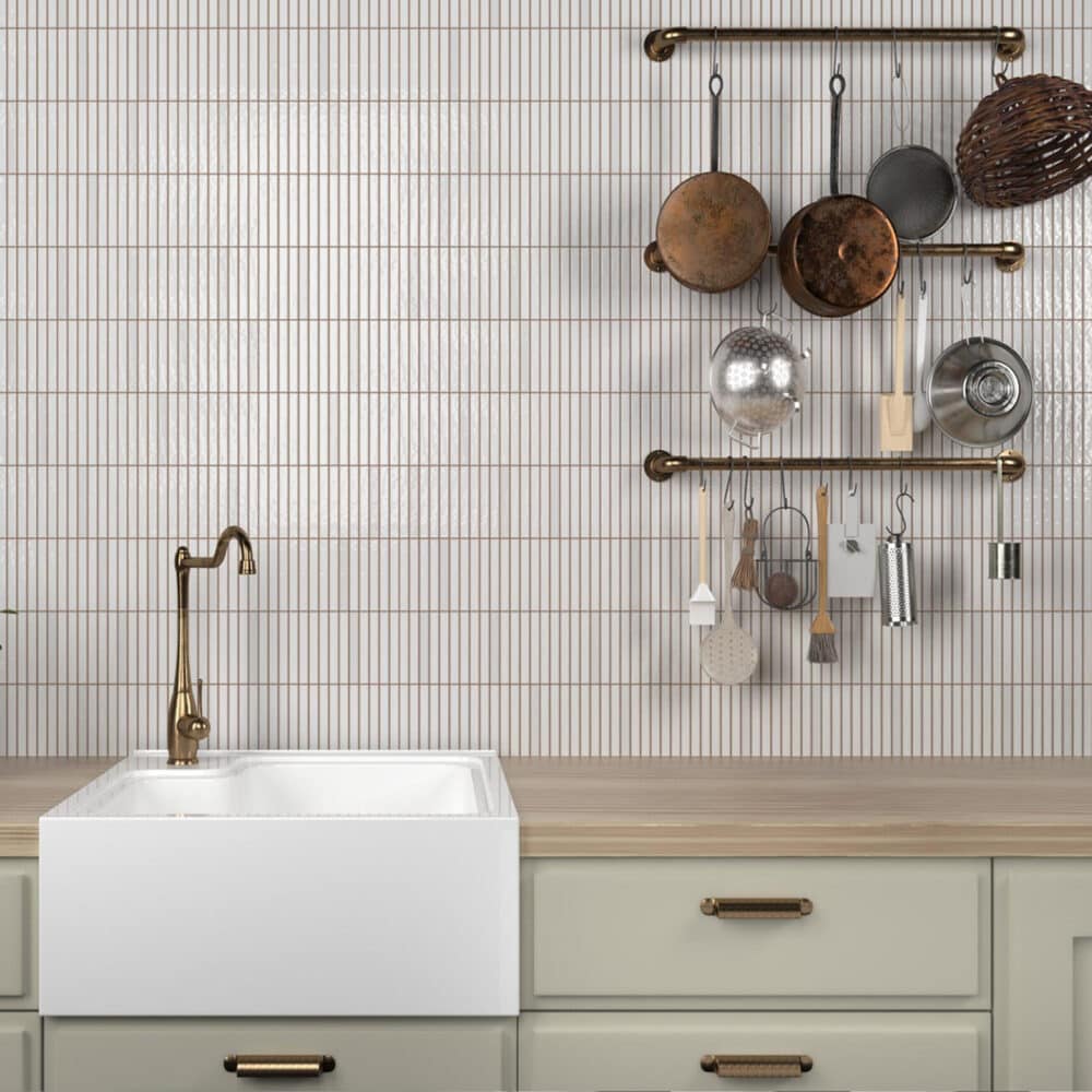 Dune Kit Kat Mosaic Tile in Snow Gloss Finish - Gallery Image