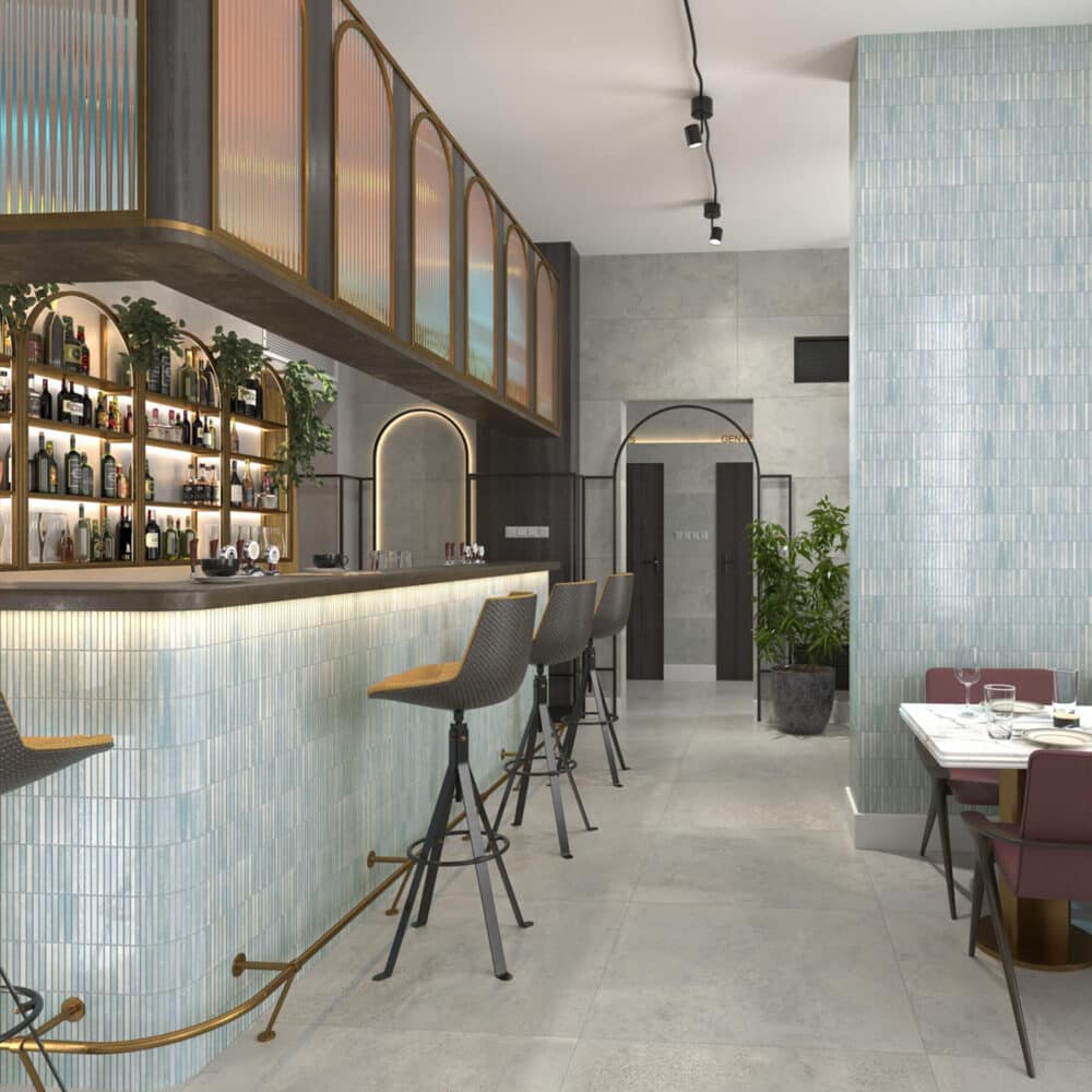 Dune Kit Kat Mosaic Tile in Water Gloss Finish - Gallery Image