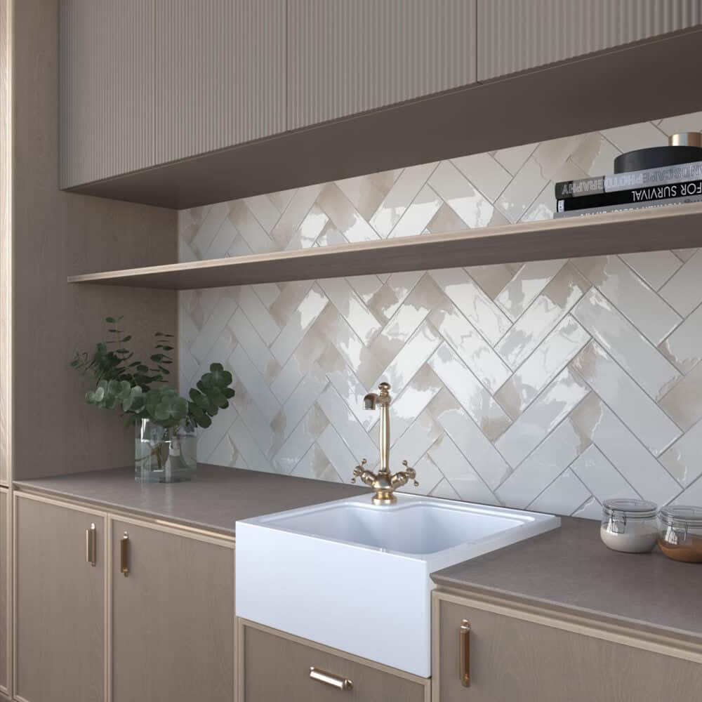 Dune Granadella Sal Subway Tile in Gloss Finish - Gallery Image