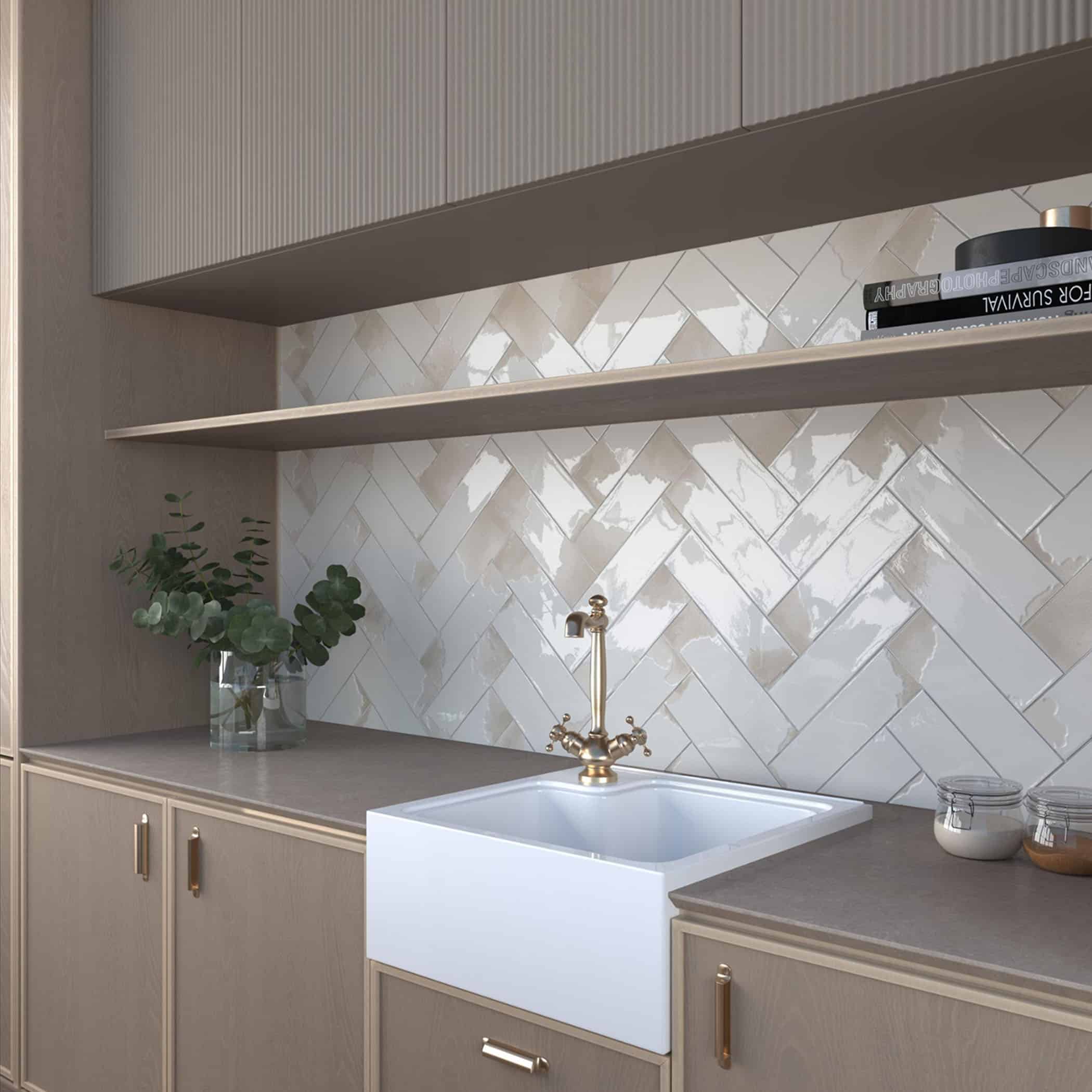 Dune Granadella Sal Subway Tile in Gloss Finish - Gallery Image