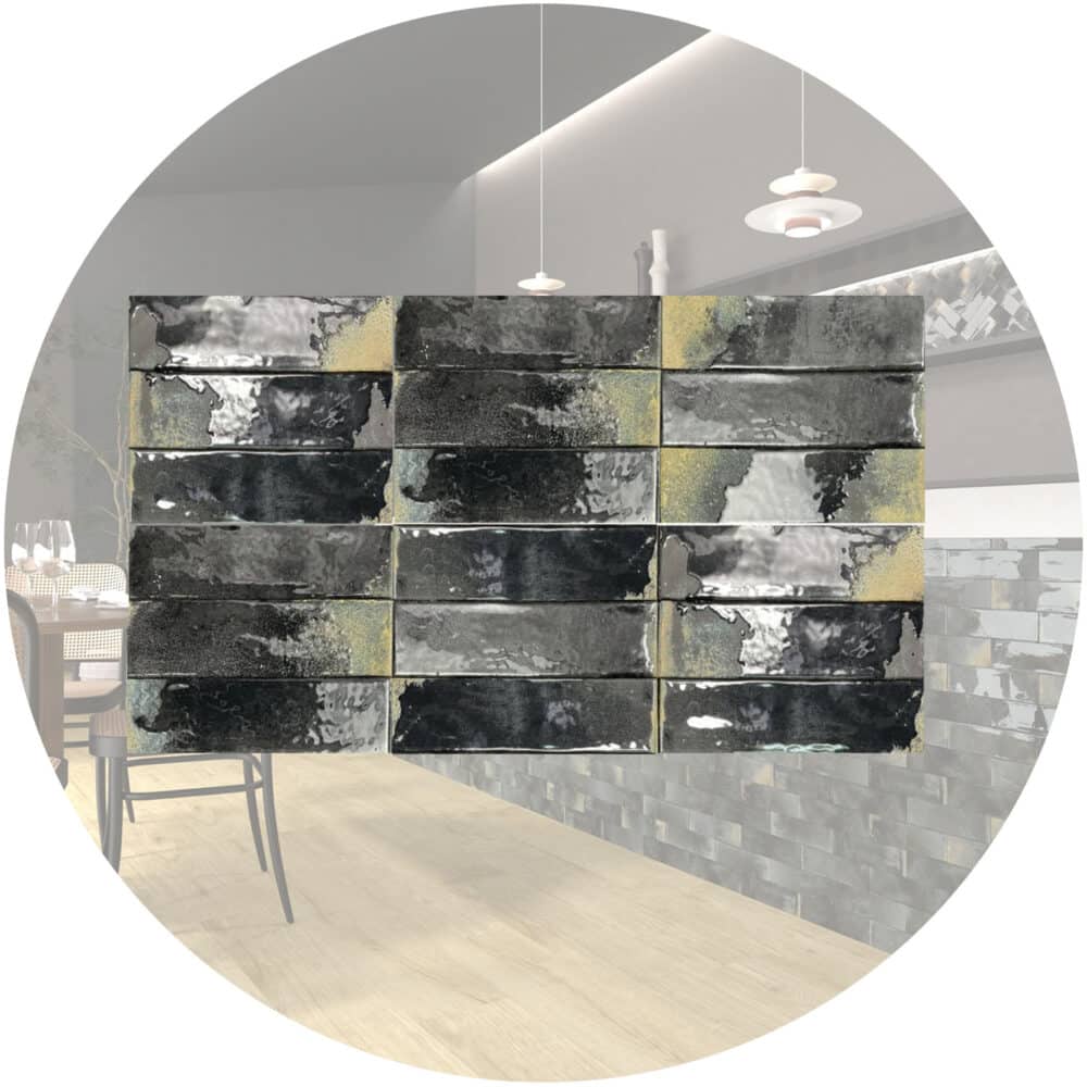 Dune Granadella Carbon Subway Tile in Gloss Finish - Gallery Image