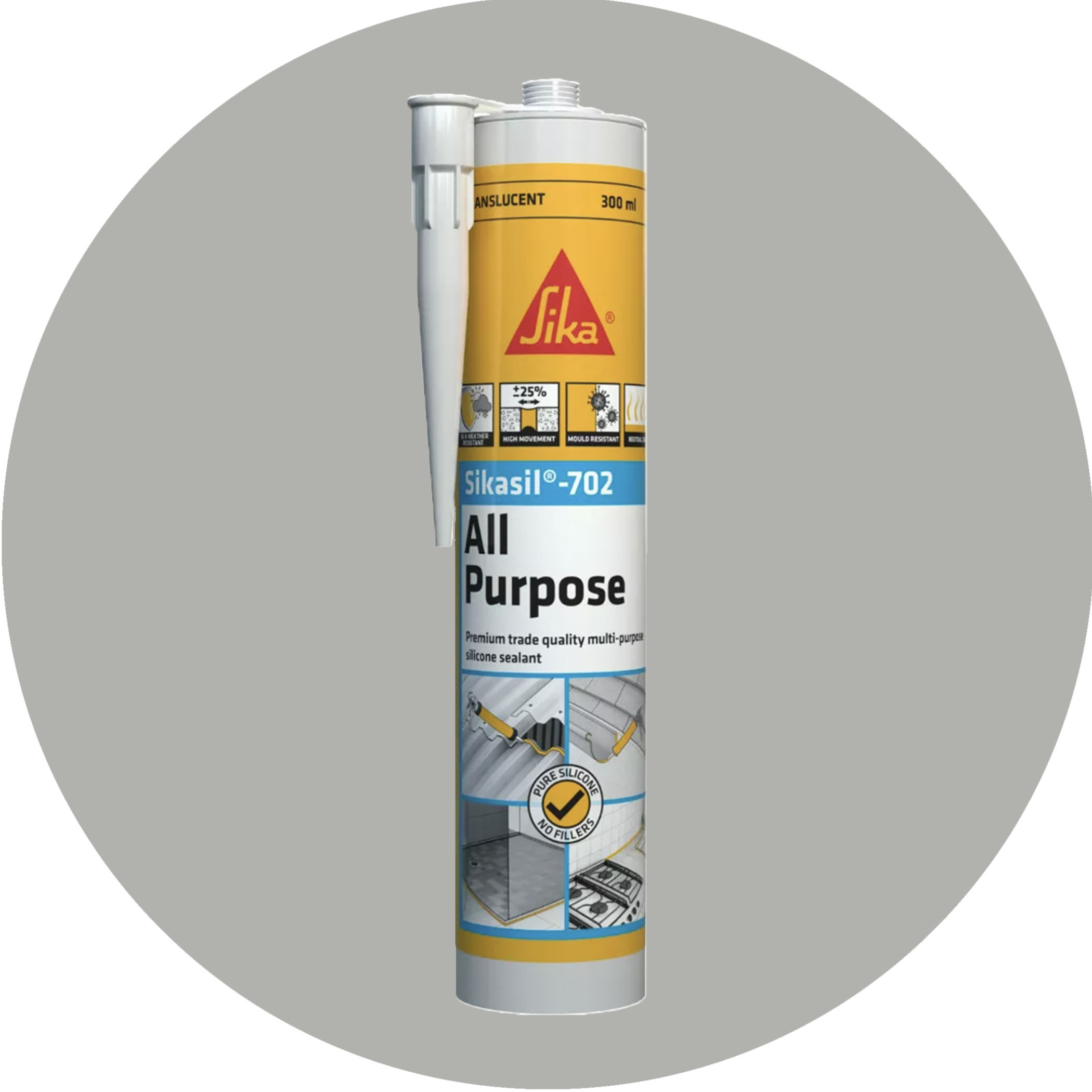Sika SikaSil 702 Premium Pure Silicon Sealant - 300g Mid Grey Variation Image