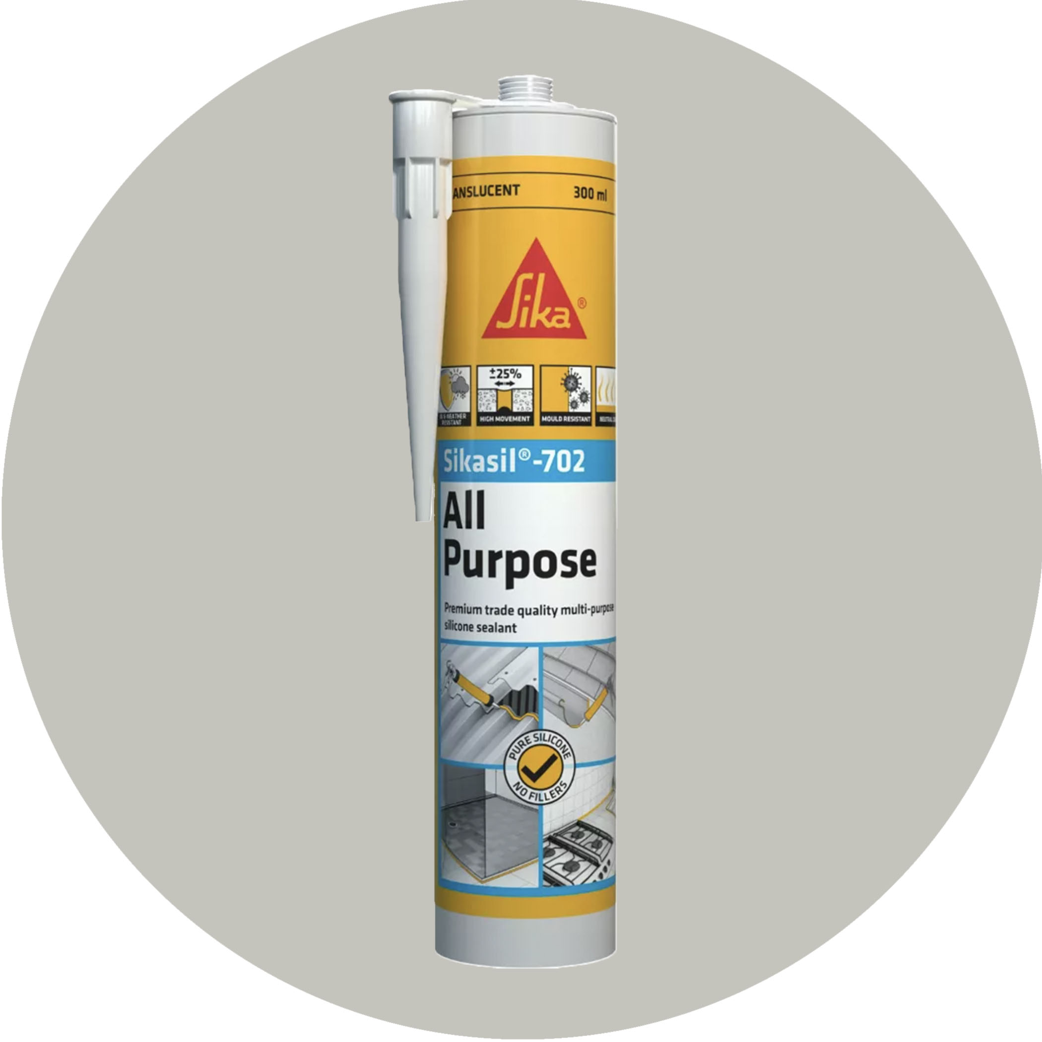 Sika SikaSil 702 Premium Pure Silicon Sealant - 300g Tile Grey Variation Image