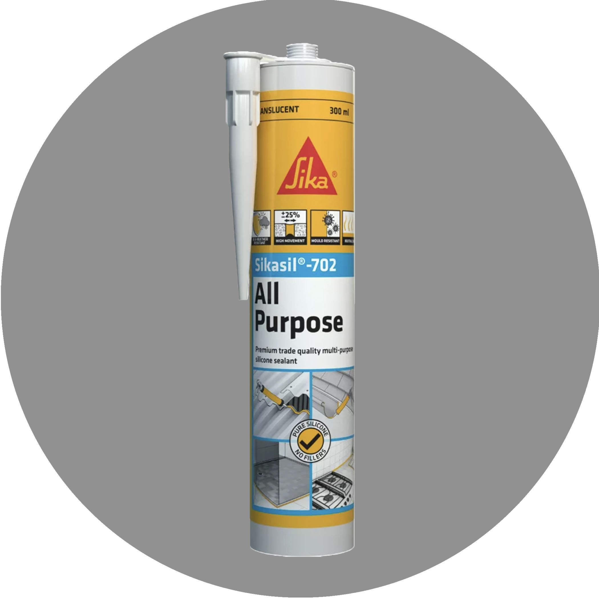 Sika SikaSil 702 Premium Pure Silicon Sealant - 300g Grey Variation Image