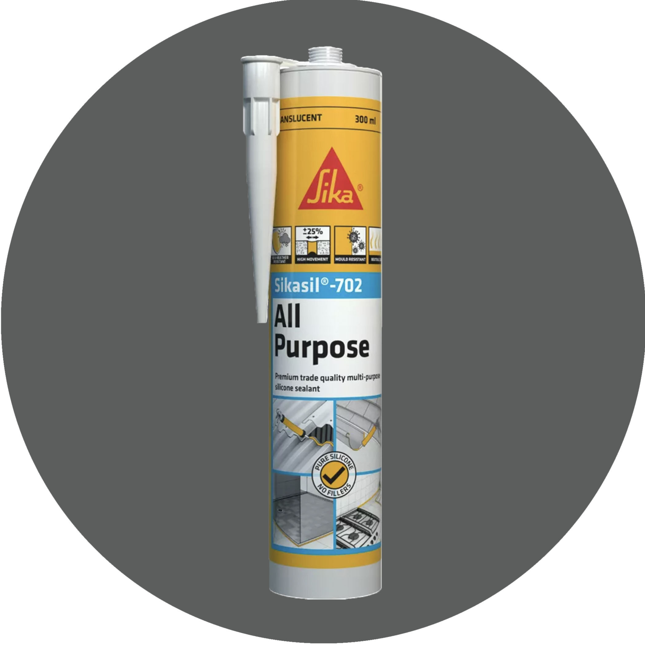 Sika SikaSil 702 Premium Pure Silicon Sealant - 300g Pewter Variation Image