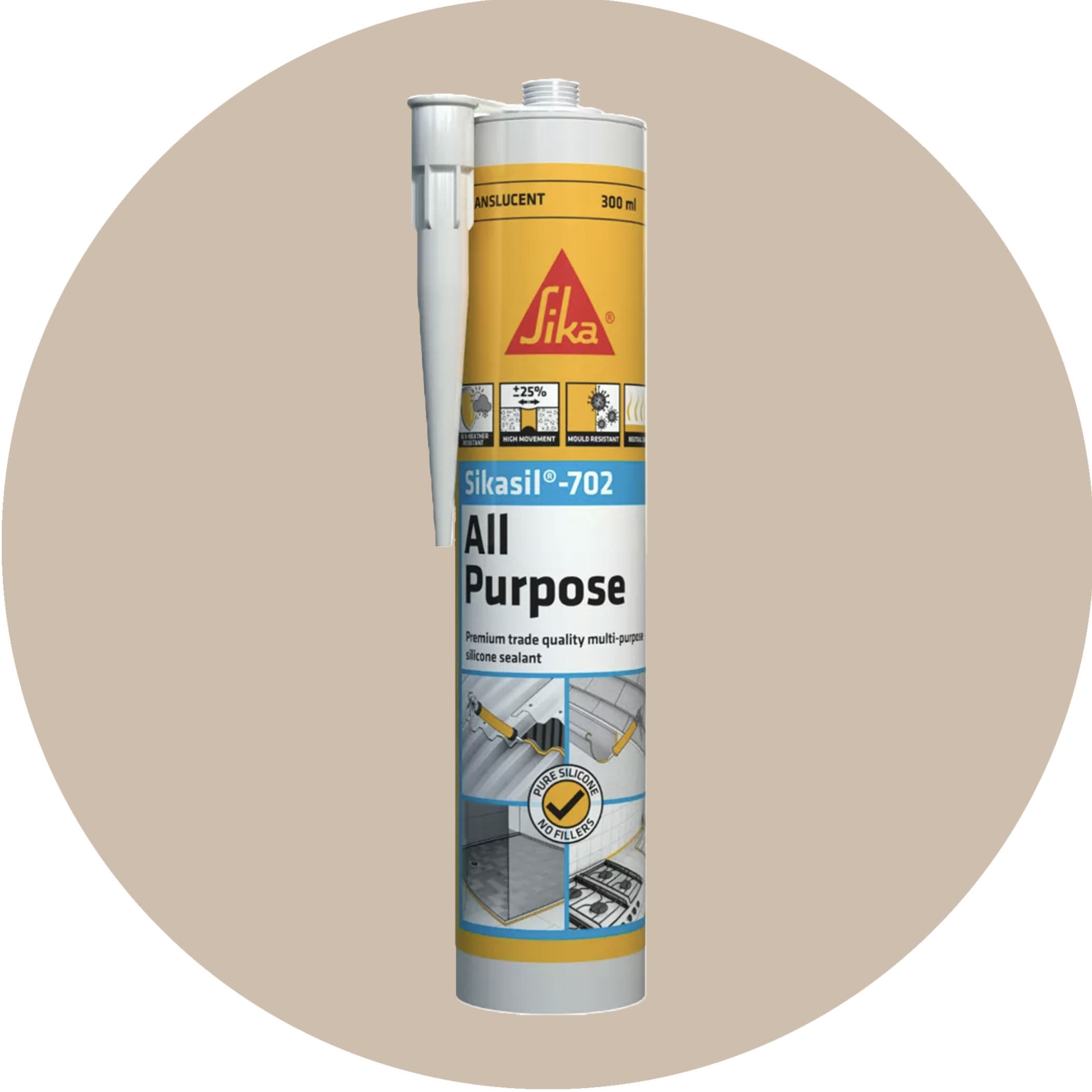 Sika SikaSil 702 Premium Pure Silicon Sealant - 300g Almond Ivory Variation Image