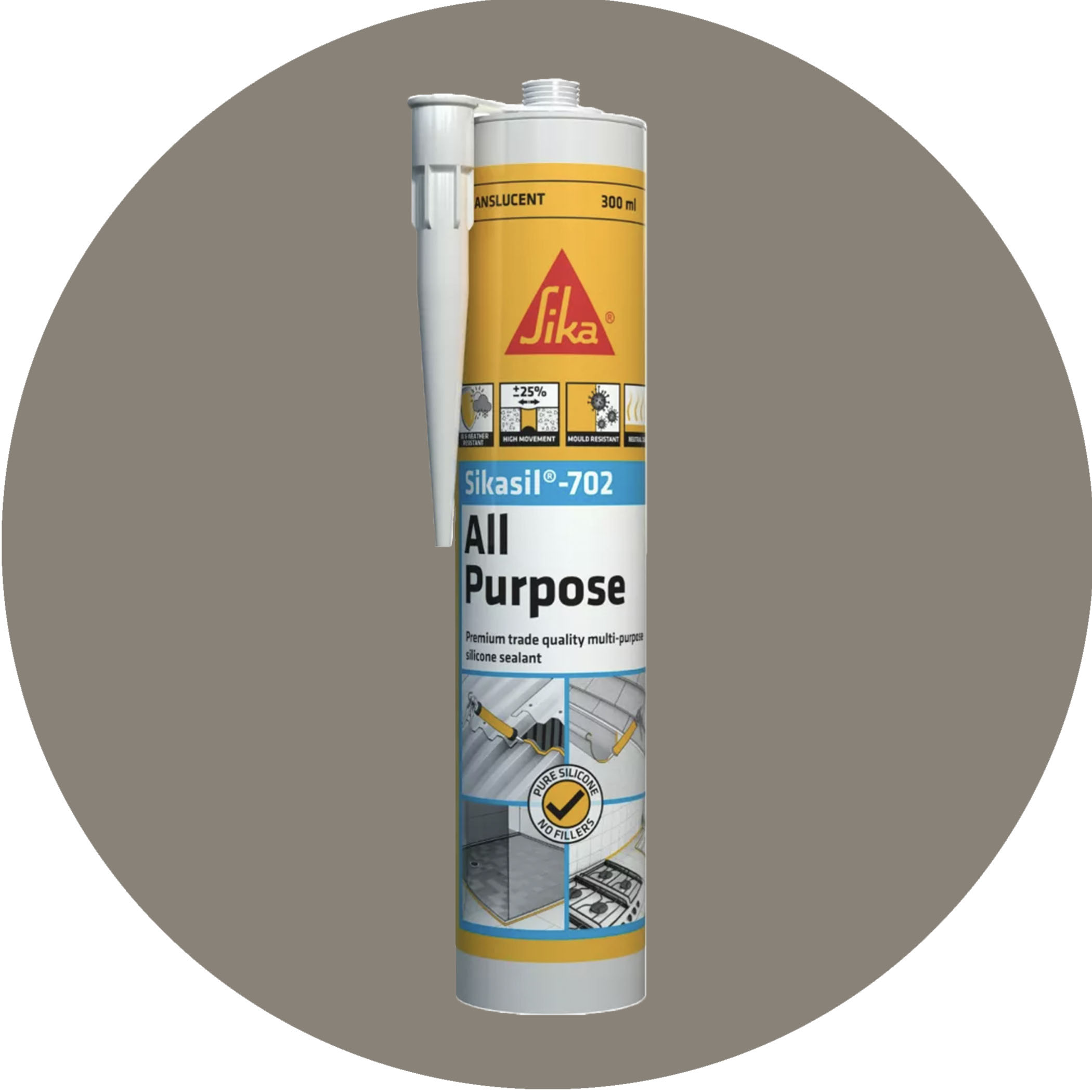 Sika SikaSil 702 Premium Pure Silicon Sealant - 300g Taupe Variation Image