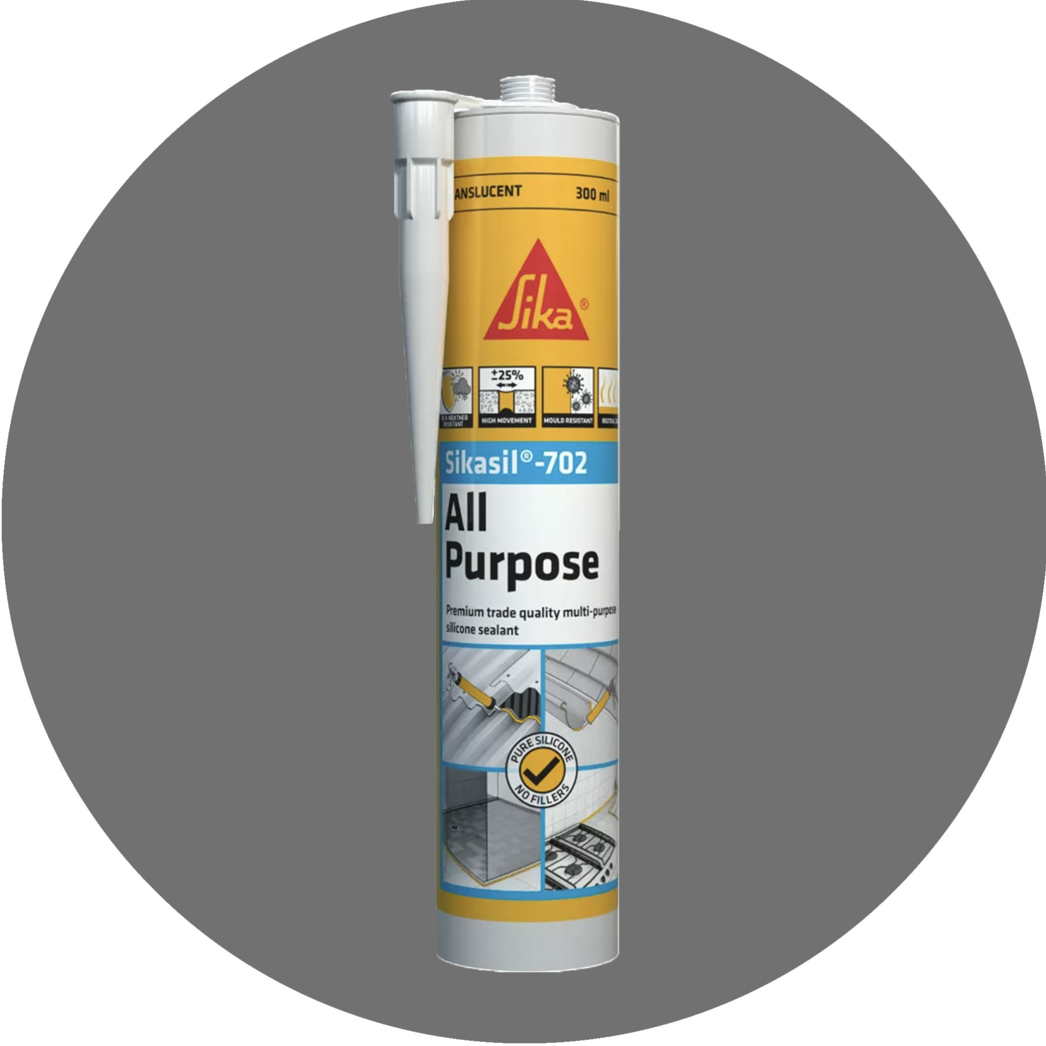 Sika SikaSil 702 Premium Pure Silicon Sealant - 300g Bluestone Variation Image