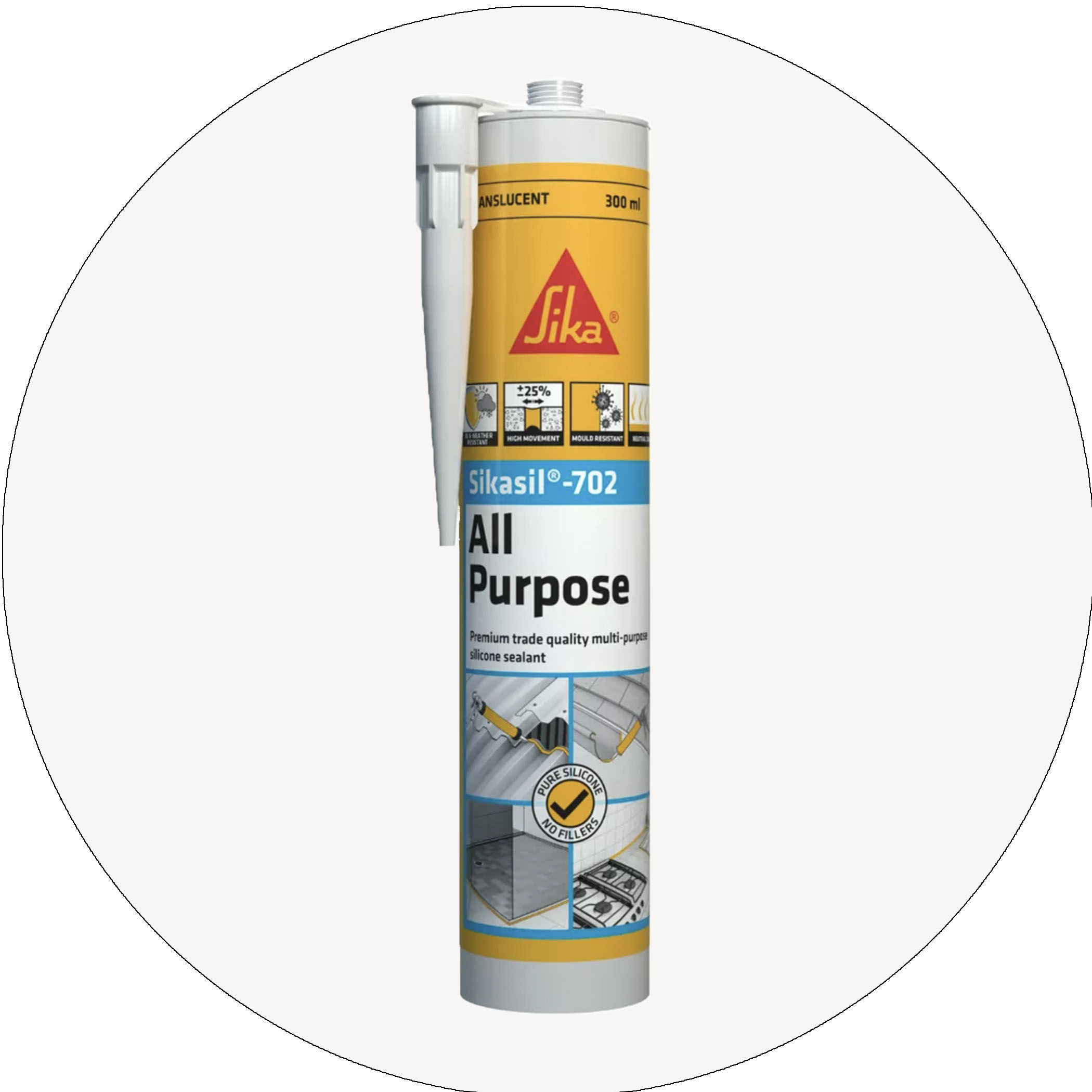 Sika SikaSil 702 Premium Pure Silicon Sealant - 300g White Variation Image