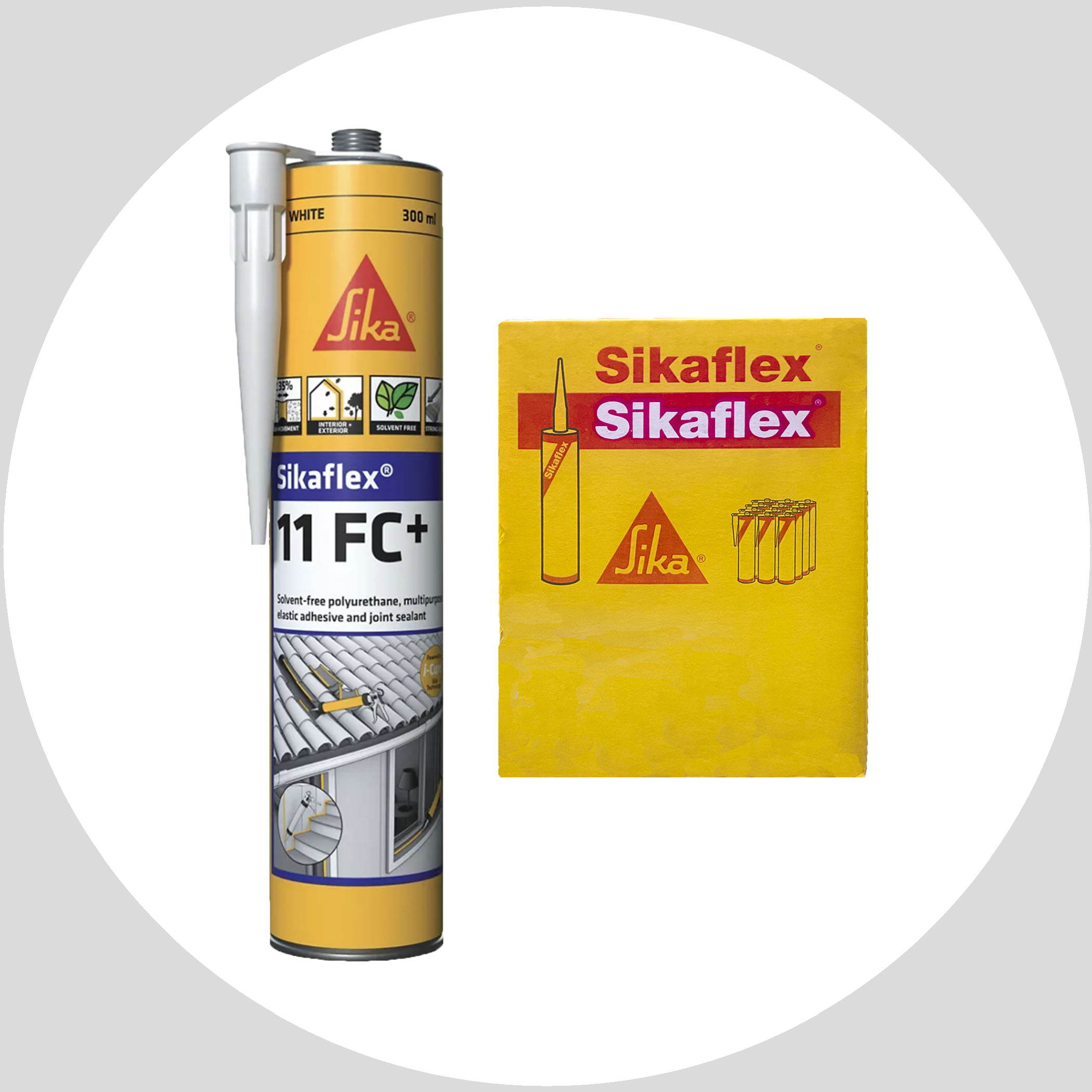 Sika SikaFlex 11FC+ PU Sealant Adhesive - 12 x 300ml Cartridge White Variation Image