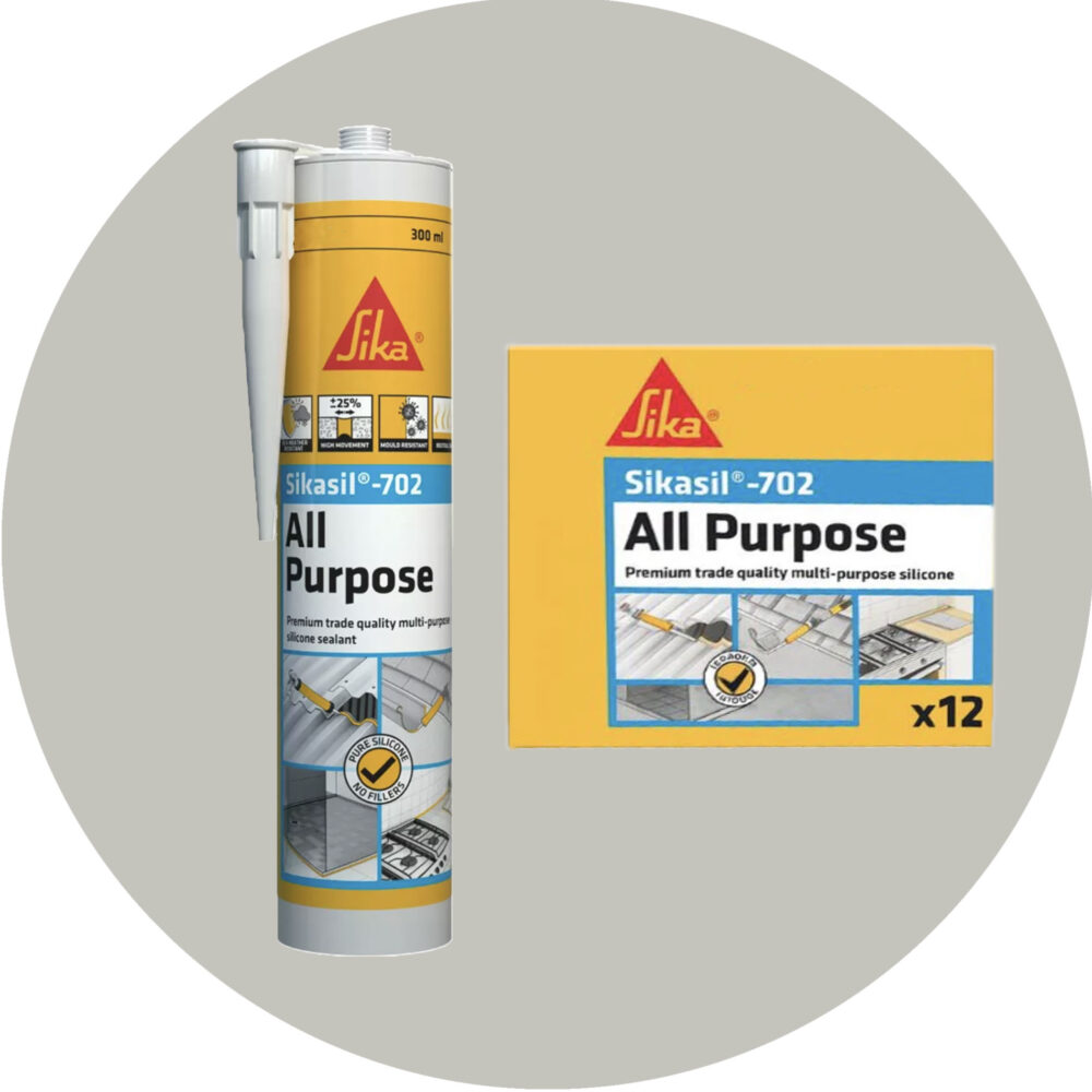 Sika SikaSil 702 Premium Pure Silicon Sealant - 12 x 300g Tile Grey Variation Image