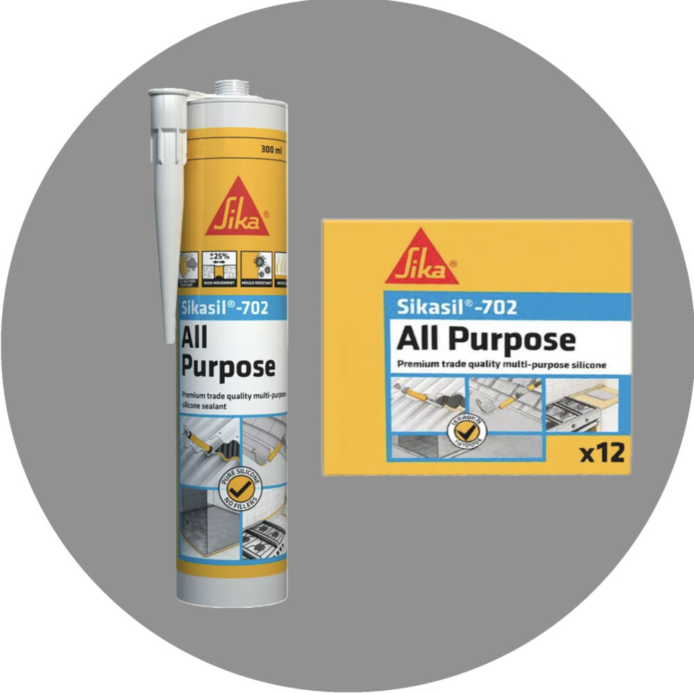 Sika SikaSil 702 Premium Pure Silicon Sealant - 12 x 300g Grey Variation Image