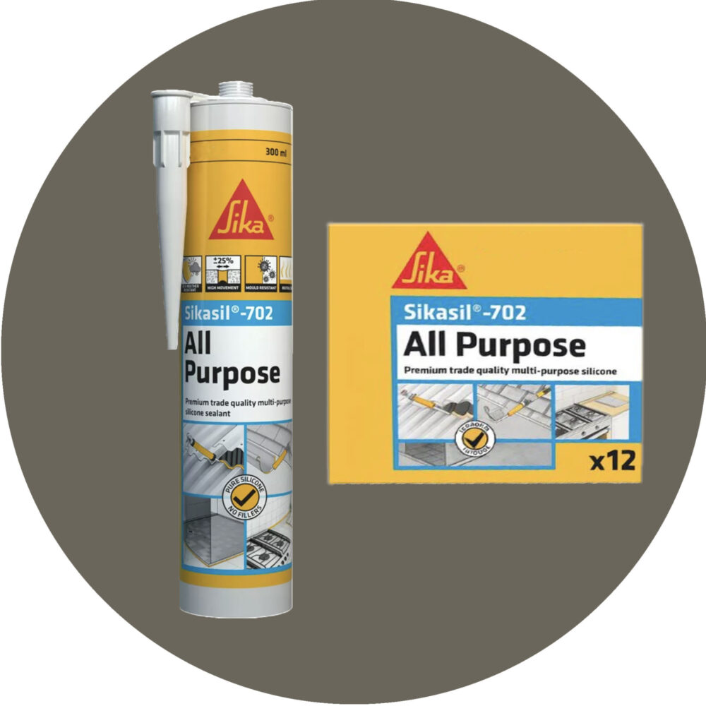 Sika SikaSil 702 Premium Pure Silicon Sealant - 12 x 300g Earth Grey Variation Image