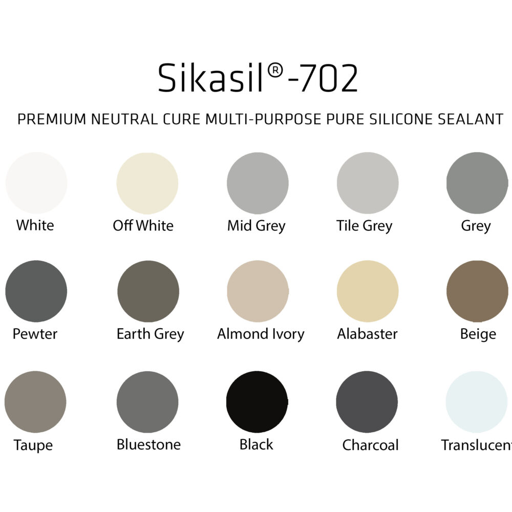 Sika SikaFlex 702 Premium Pure Silicon Sealant - Colour Selection Chart
