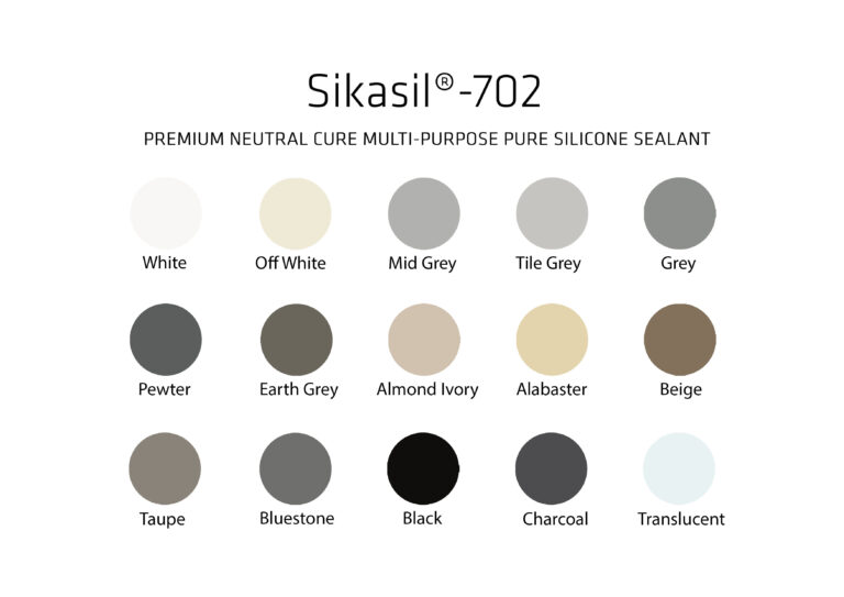 Sika SikaFlex 702 Premium Pure Silicon Sealant - Colour Selection Chart
