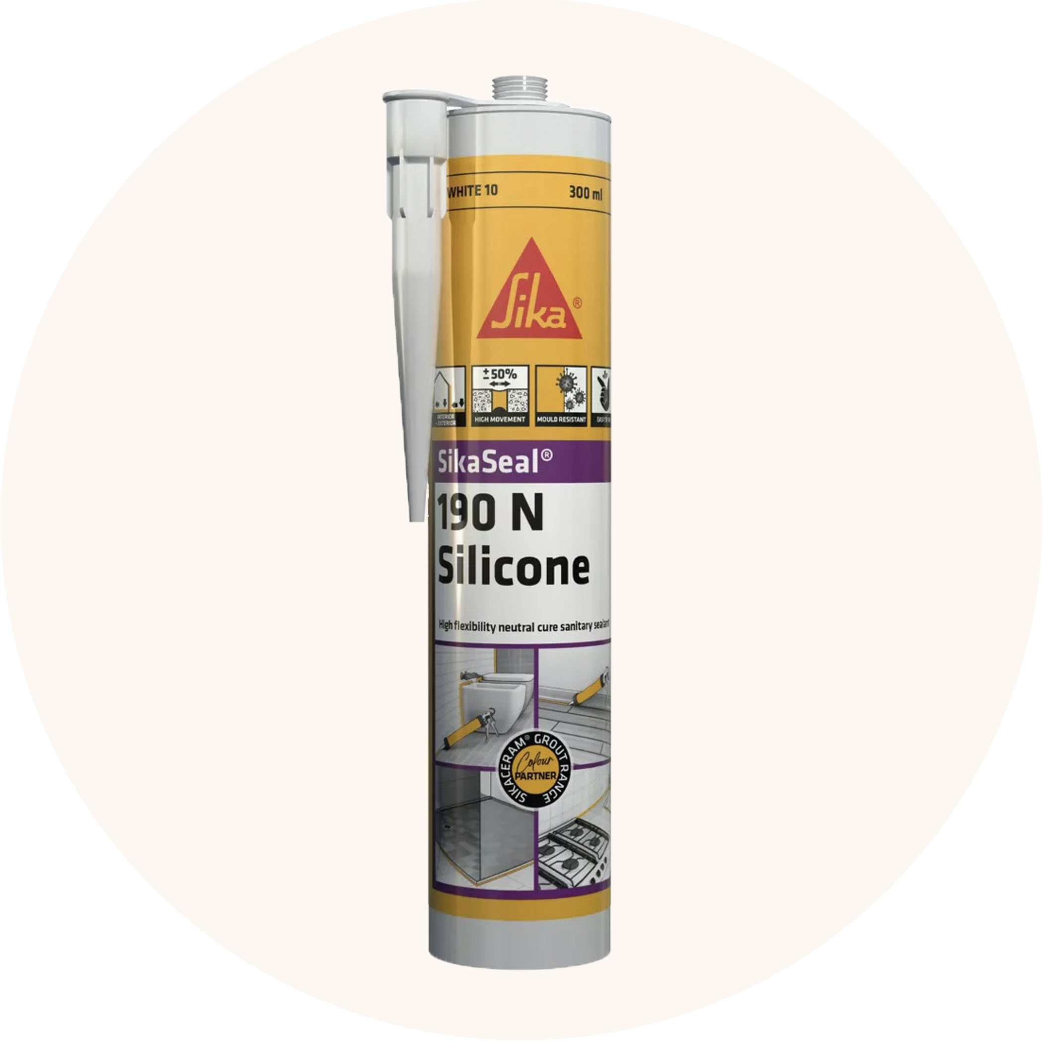 Sika SikaSeal 190N High Flexibility Silicon Sealant - 1 x Jasmin 43 Variation Image