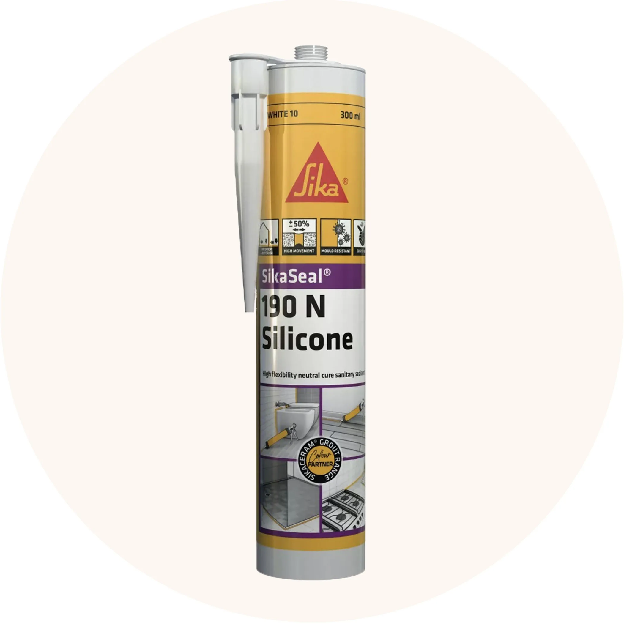 Sika SikaSeal 190N High Flexibility Silicon Sealant - 1 x Jasmin 43 Variation Image