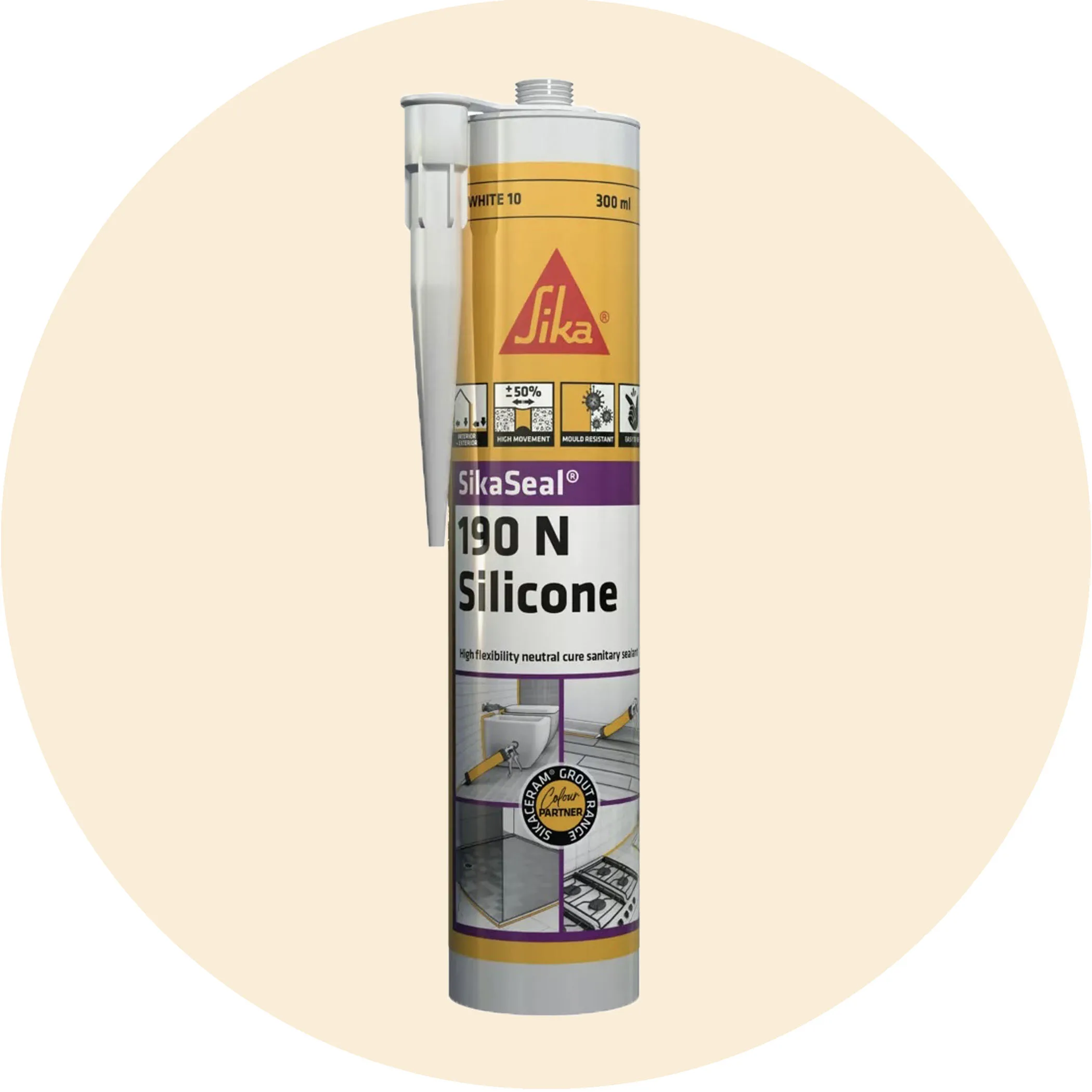 Sika SikaSeal 190N High Flexibility Silicon Sealant - 1 x Jura Beige 52 Variation Image