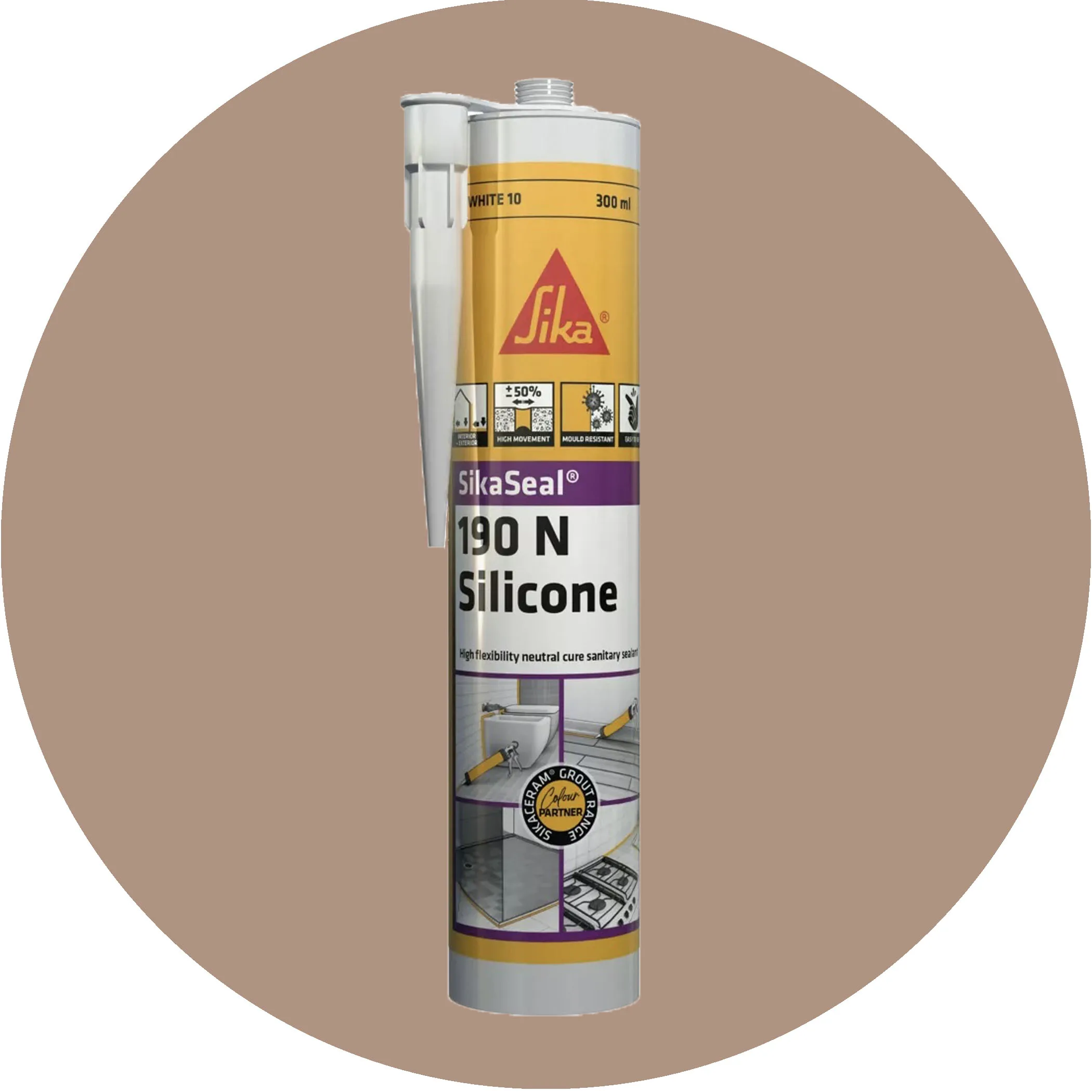 Sika SikaSeal 190N High Flexibility Silicon Sealant - 1 x Havanna 58 Variation Image