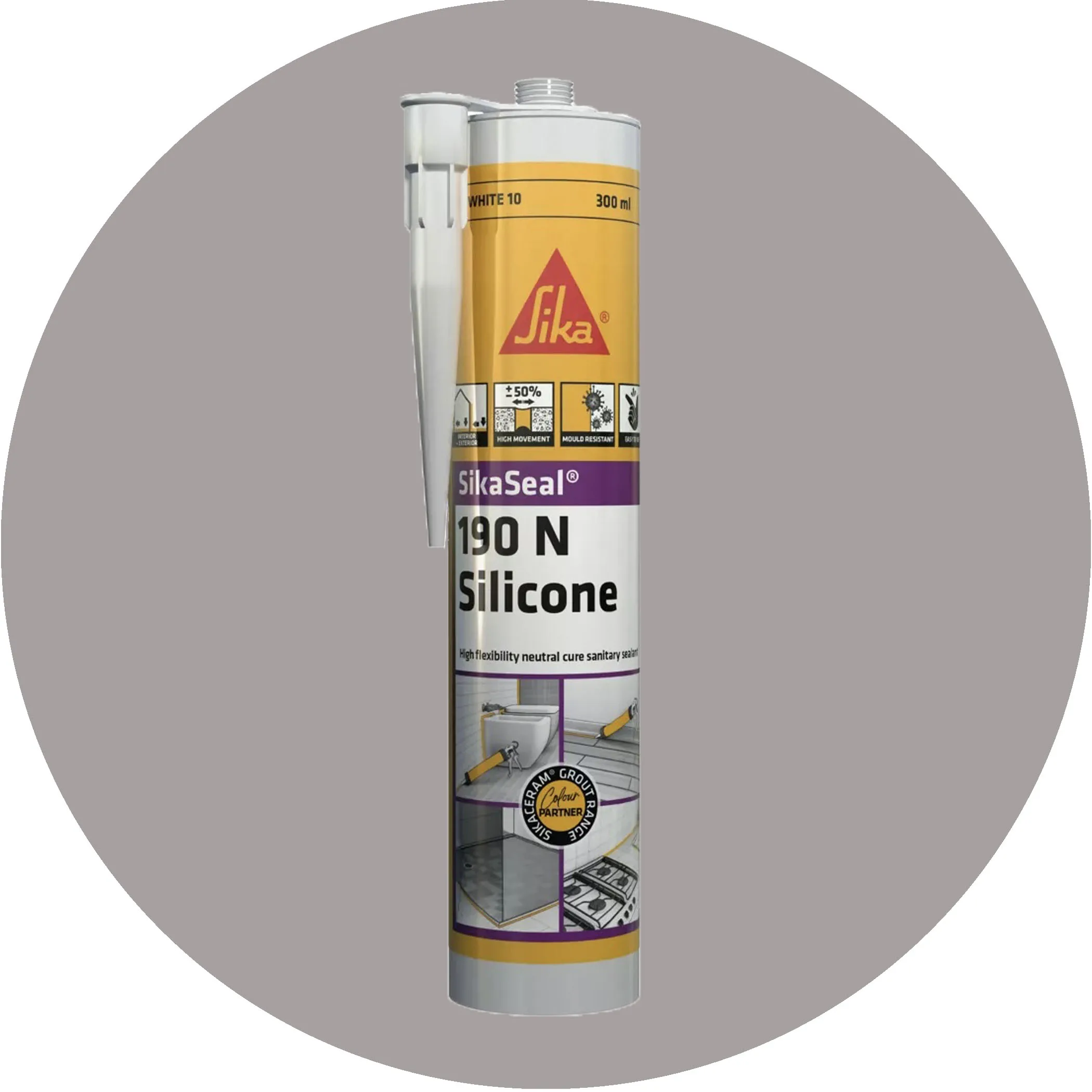 Sika SikaSeal 190N High Flexibility Silicon Sealant - 1 x Ash 21 Variation Image