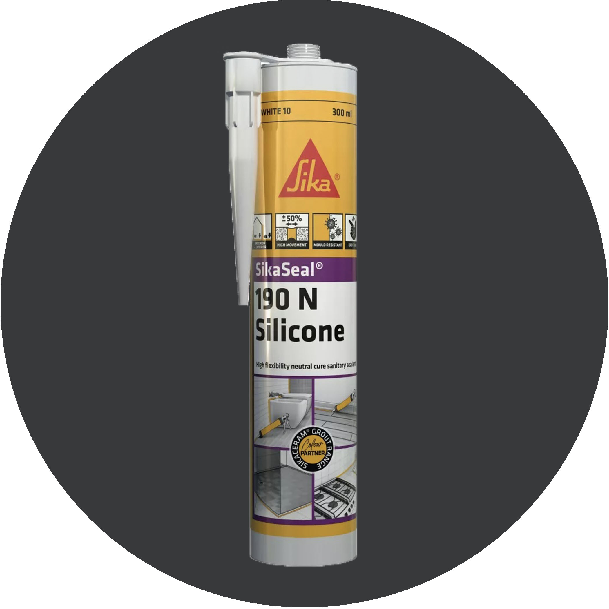 Sika SikaSeal 190N High Flexibility Silicon Sealant - 1 x Anthracite 31 Variation Image