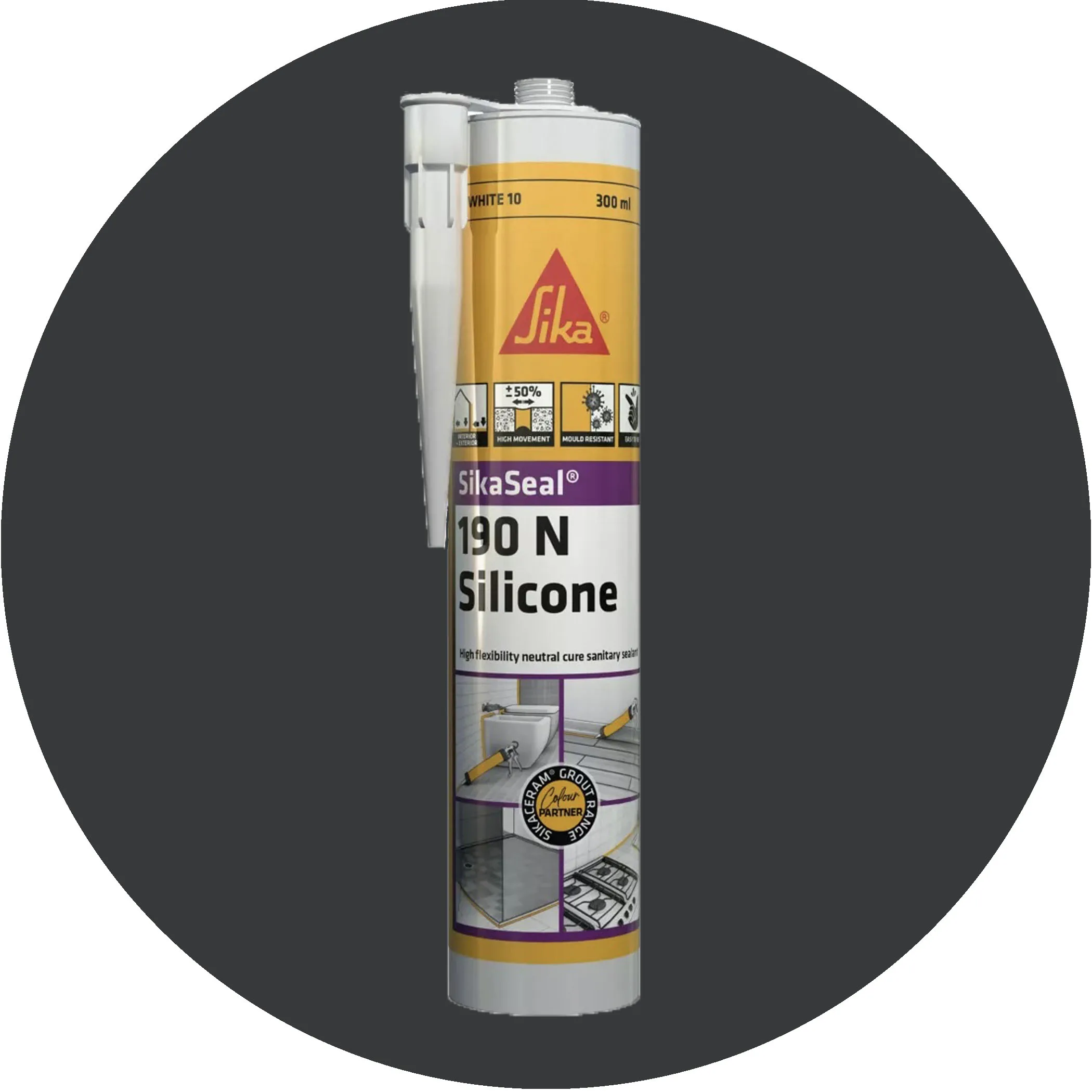 Sika SikaSeal 190N High Flexibility Silicon Sealant - 1 x Anthracite 31 Variation Image