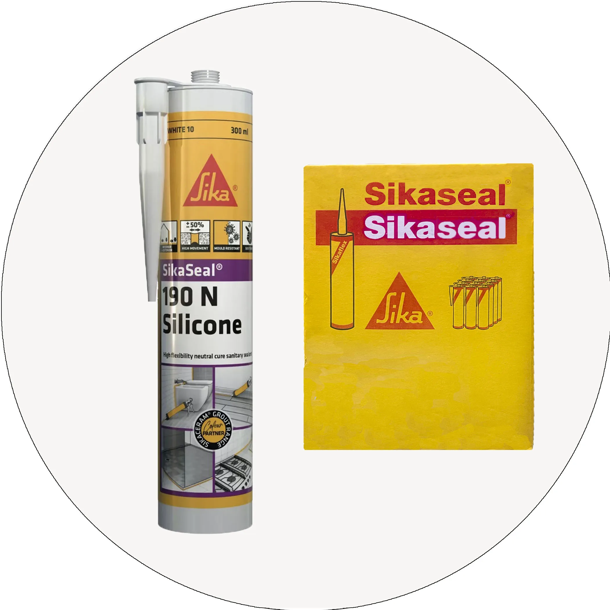 Sika SikaSeal 190N High Flexibility Silicon Sealant - 12 x White 10 Variation Image