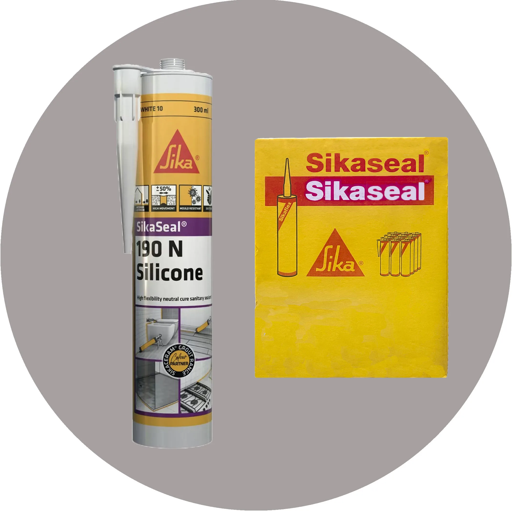 Sika SikaSeal 190N High Flexibility Silicon Sealant - 12 x Ash 21 Variation Image