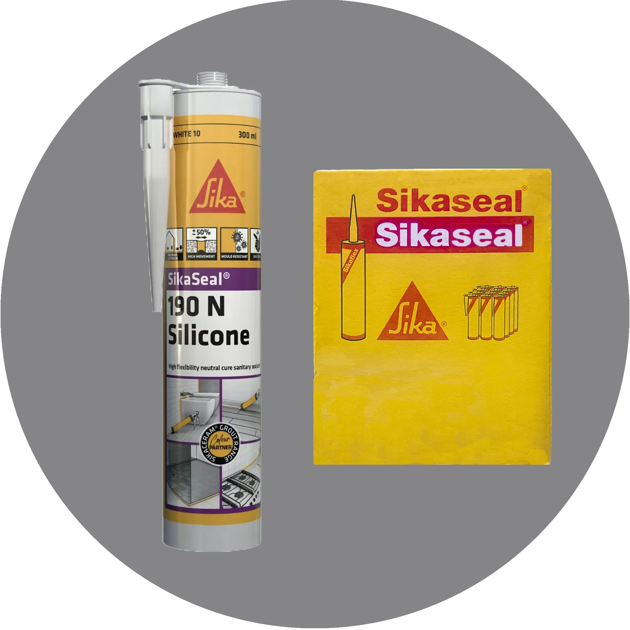 Sika SikaSeal 190N High Flexibility Silicon Sealant - 1 x Platinum Grey 25 Variation Image