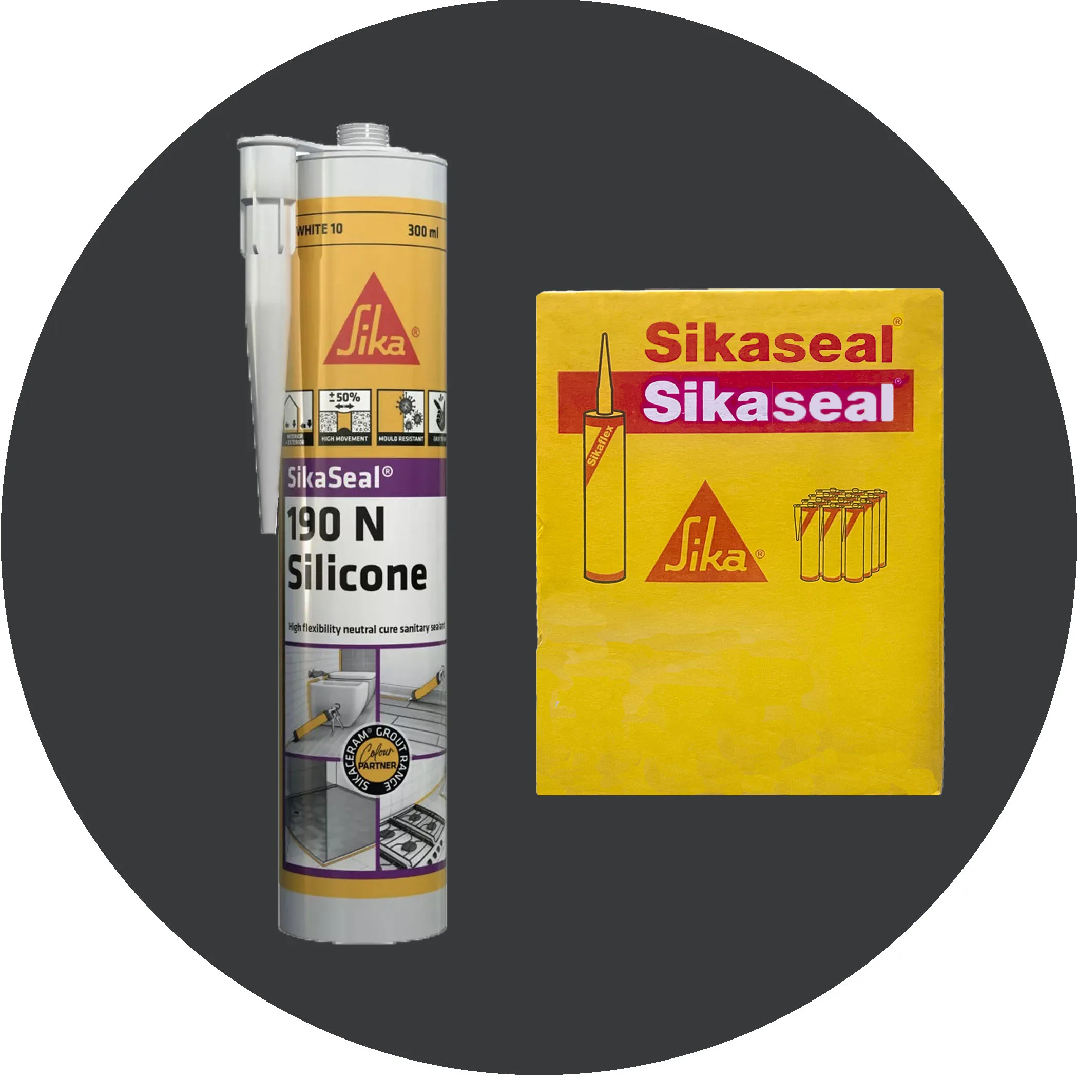 Sika SikaSeal 190N High Flexibility Silicon Sealant - 12 x Anthracite 31 Variation Image