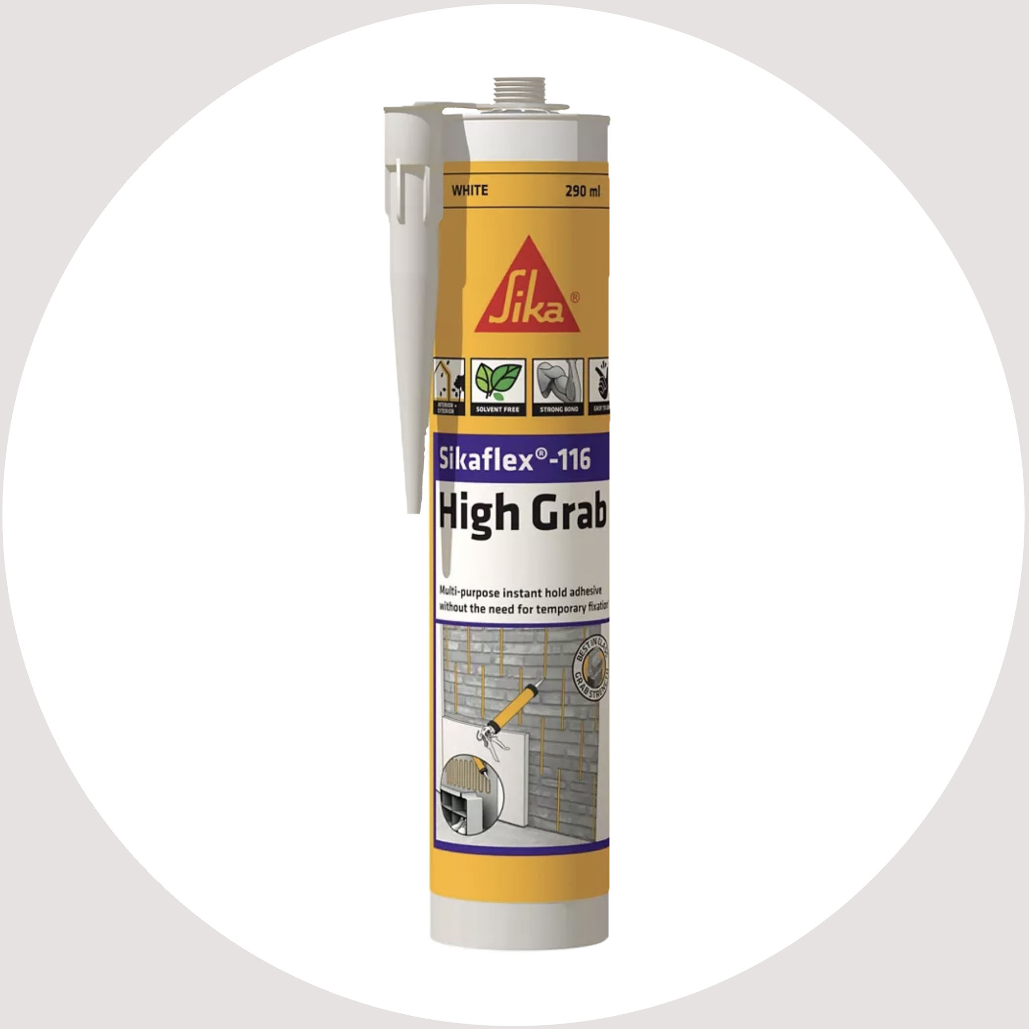 Sika SikaFlex 116 High Grab Construction Adhesive - 1 x 290g White Variation Image