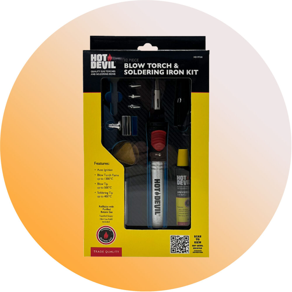 Hot Devil 12 Piece Butane Soldering Iron and Blow Torch Kit - Gallery Image